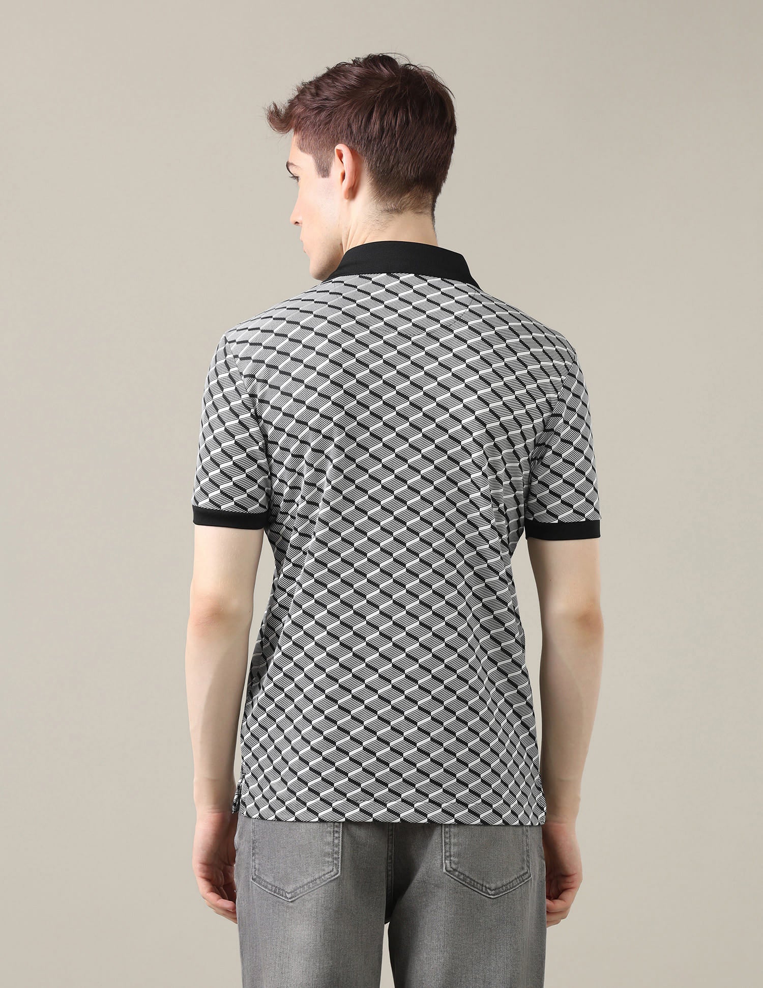 Geometric Printed Slim Fit Polo Shirt Grey - U.S. Polo Assn. India | Large