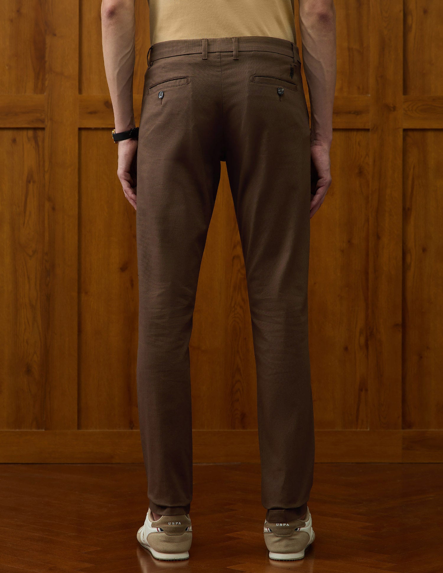 Denver Slim Fit Varsity Theatre Trousers Brown - U.S. POLO ASSN. | Large