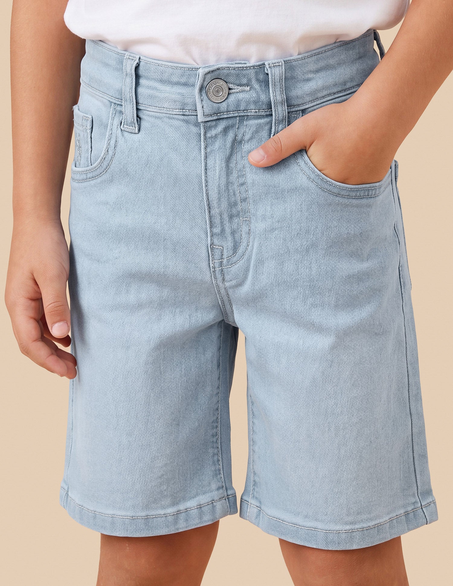 Mid Rise Regular Fit Denim Shorts Light Blue - U.S. Polo Assn. India | Large