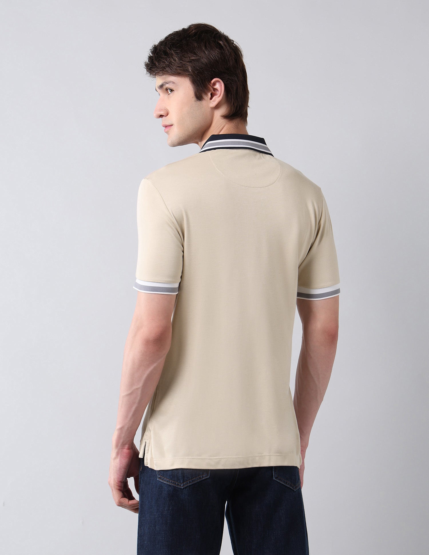 Solid Pure Cotton Muscle Fit Shirt Beige - U.S. Polo Assn. India | Large