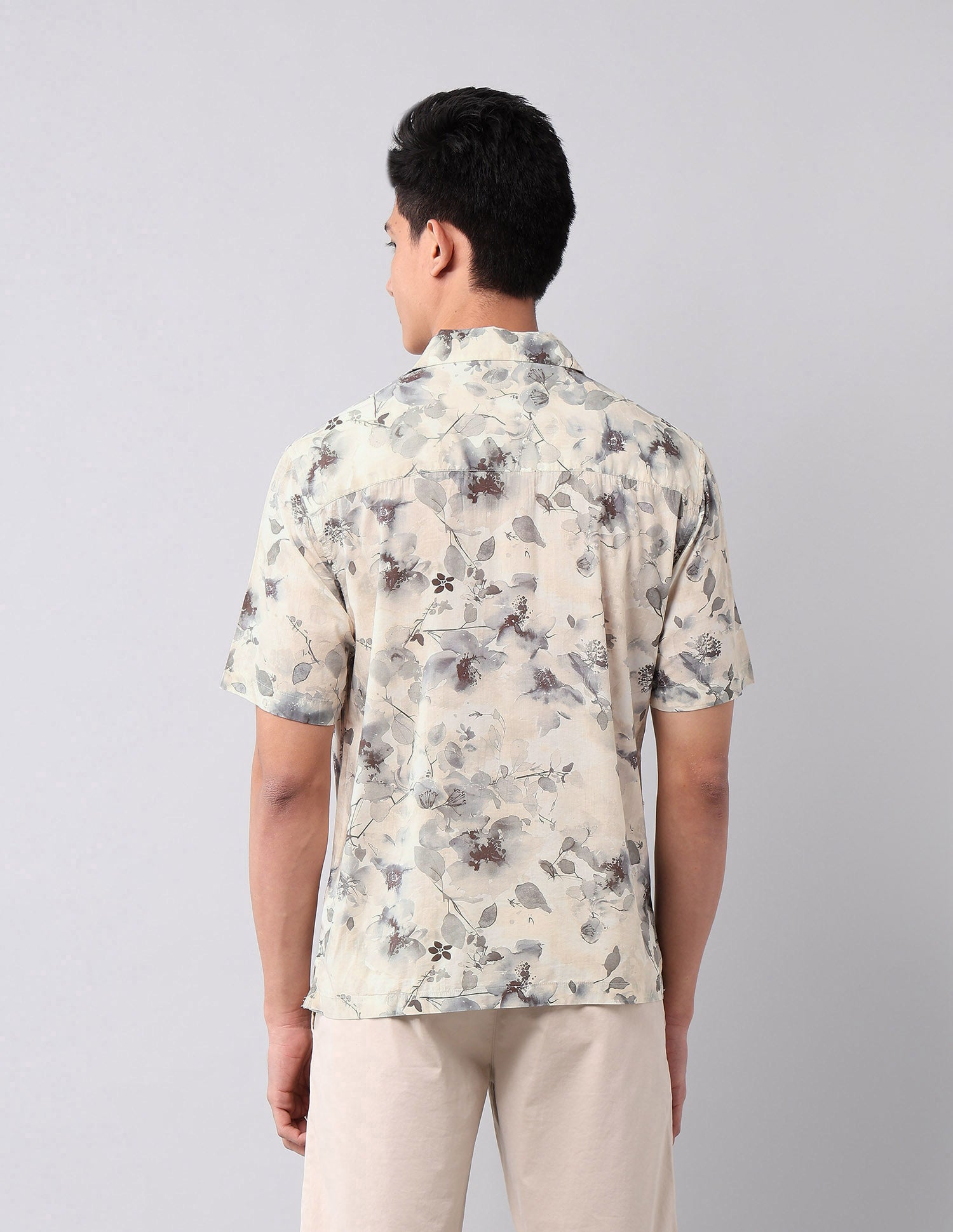 Floral Printed Relaxed Fit Shirt Light Khaki - U.S. Polo Assn. India | Large