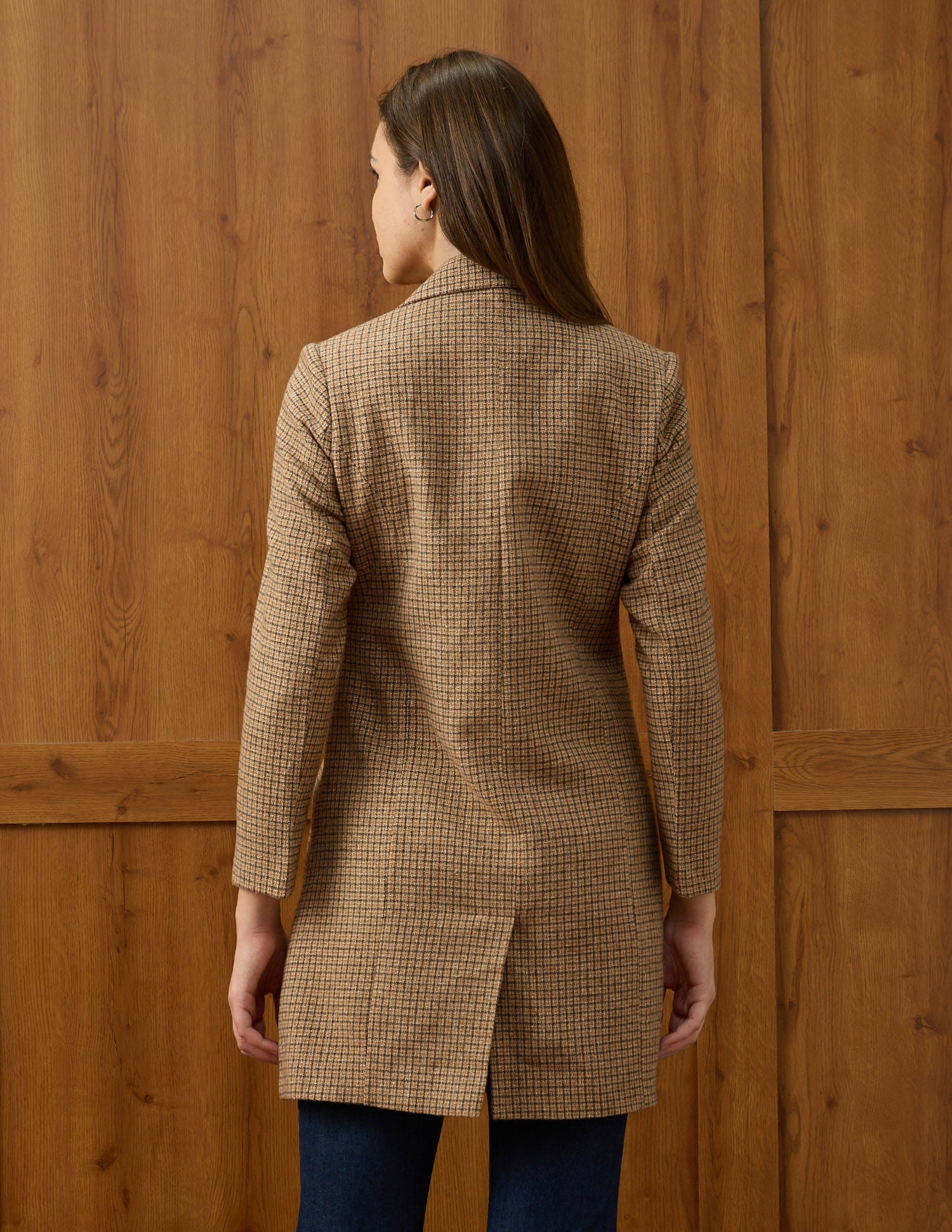 Glen Plaid Checked Double Breasted Regular Fit Coat Brown - U.S. POLO ASSN. | Large