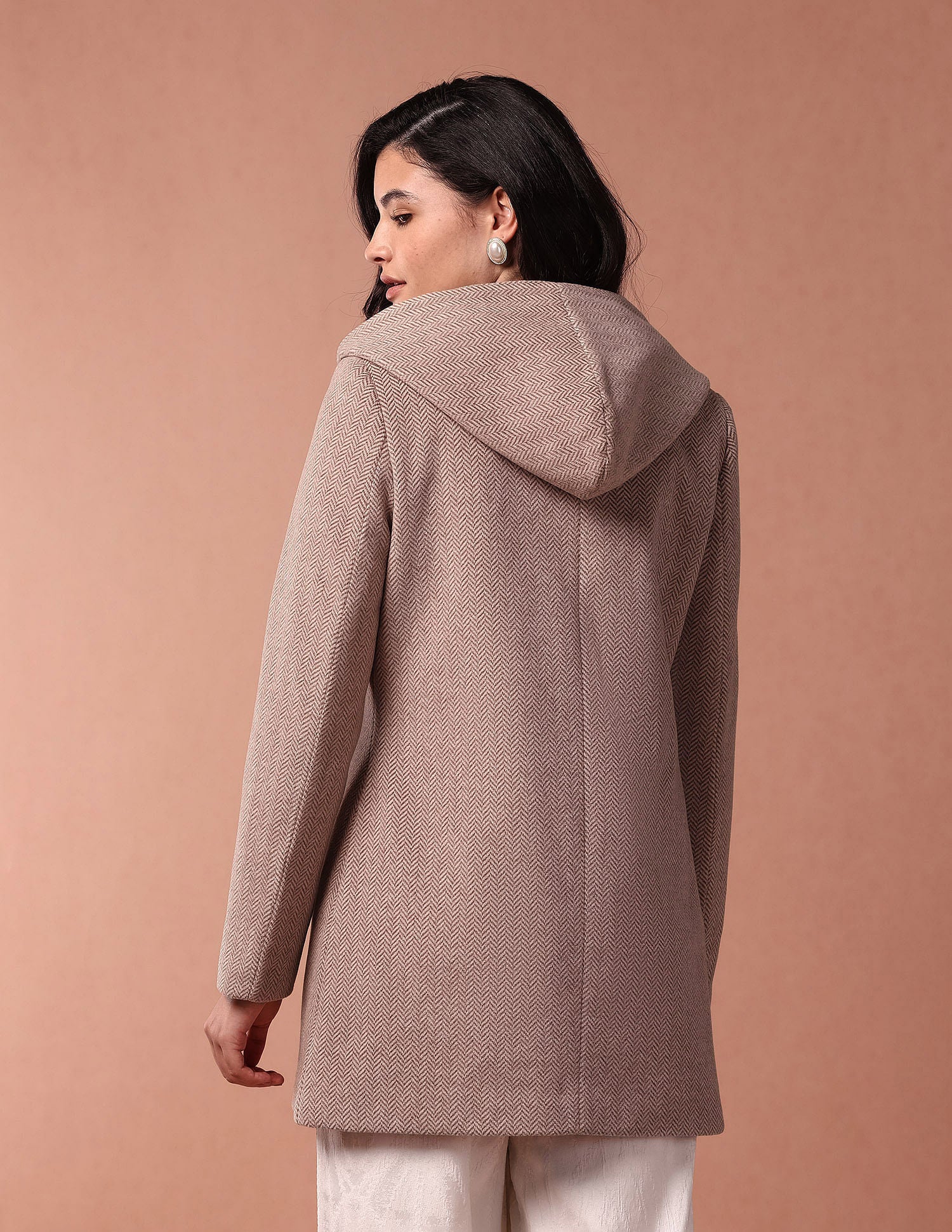 Herringbone Hooded Jacket Brown - U.S. POLO ASSN. | Large