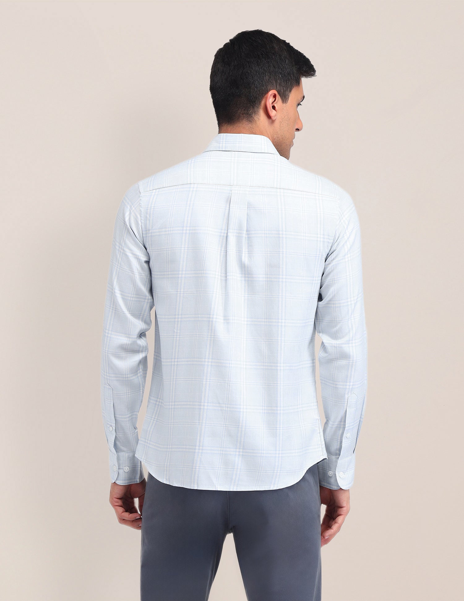 Micro Checked Twill Shirt Blue - U.S. Polo Assn. India | Large