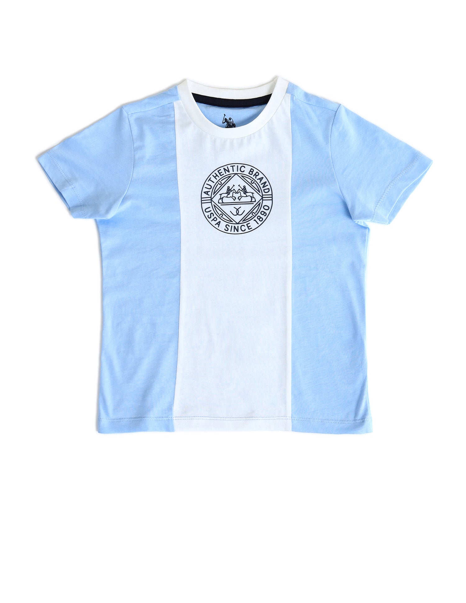 Boys Colour Block Regular Fit T-Shirt Light Blue - U.S. POLO ASSN. | Large