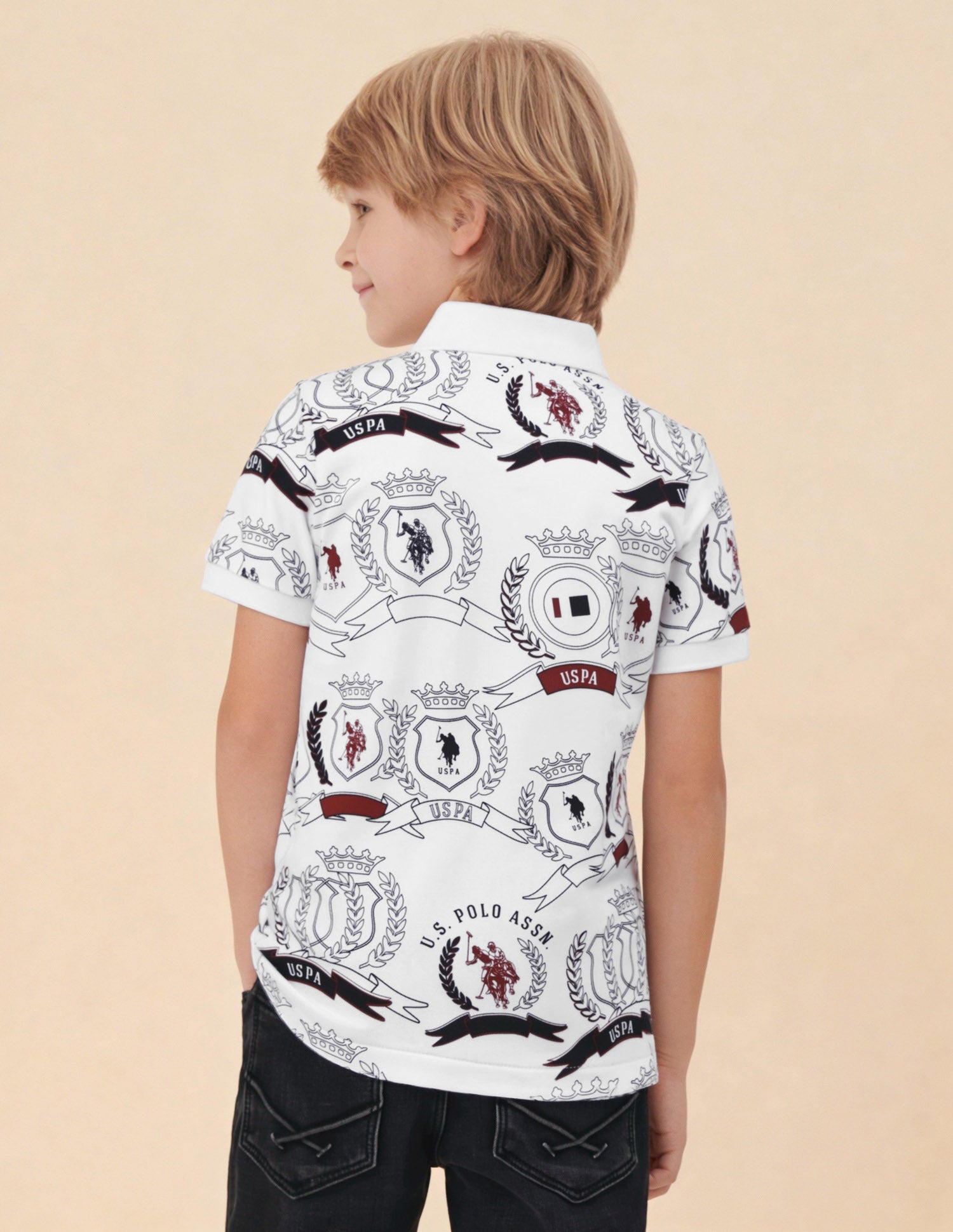 Graphic Brand Printed Regular Fit Polo Shirt White - U.S. Polo Assn. India | Large