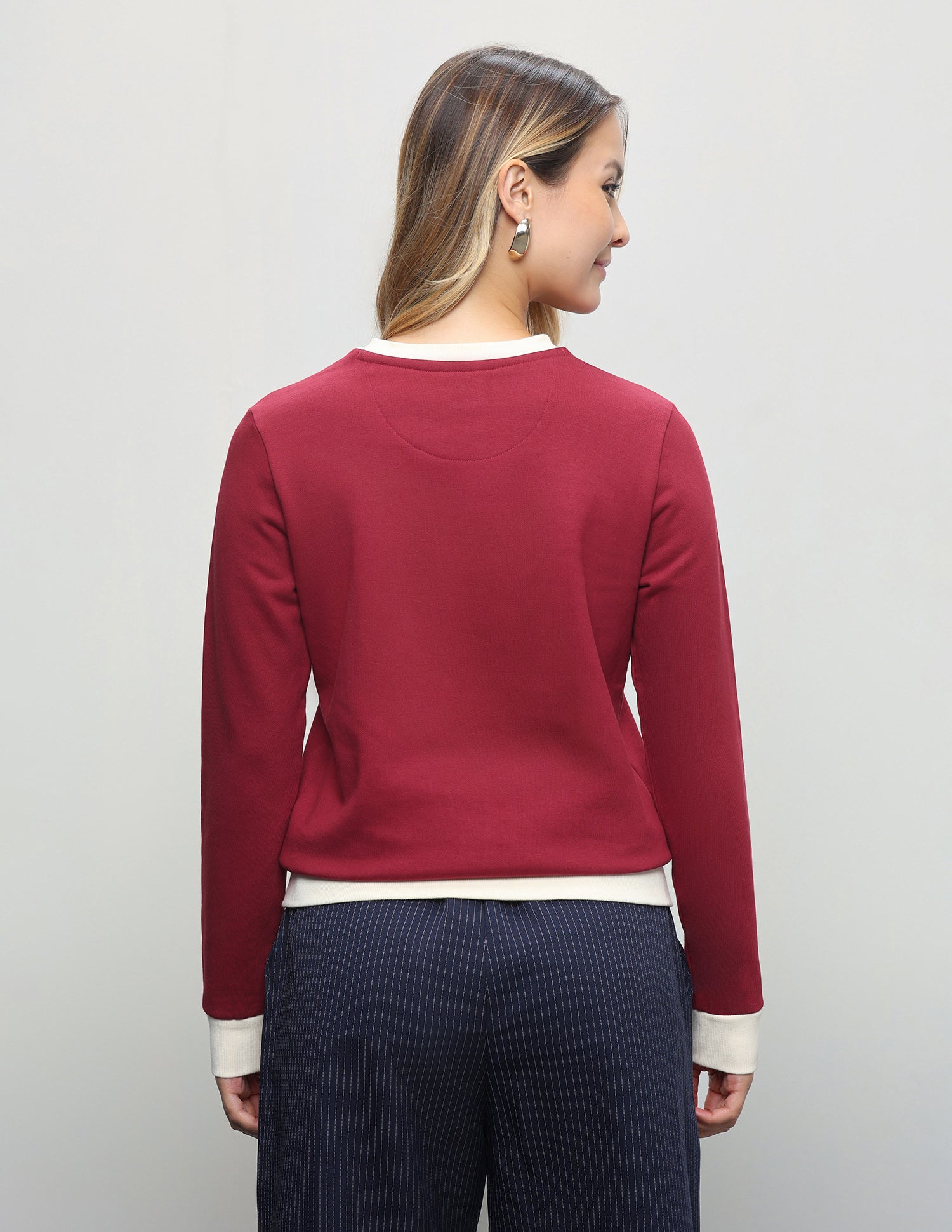 Typographic Brand Printed Regular Fit Sweatshirt Dark Red - U.S. Polo Assn. India | Large