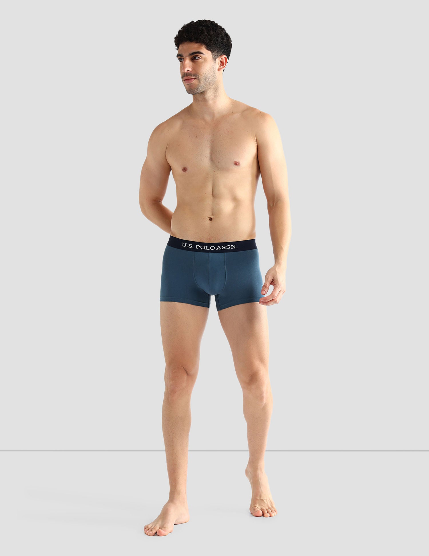 Elasticized Waist Solid OET13 Trunks - Pack Of 3 Navy, Grey and Purple - U.S. POLO ASSN. | Large