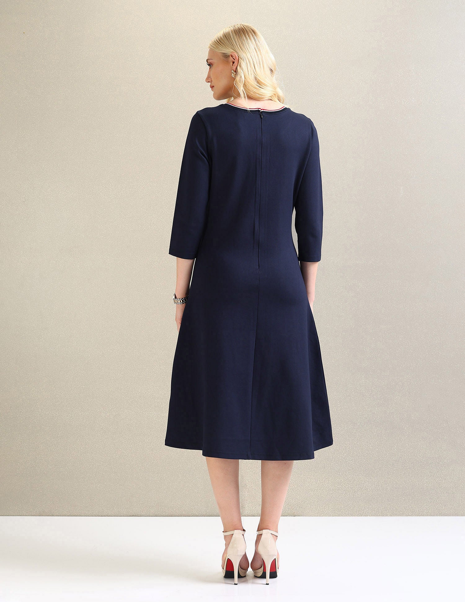 Ponte Roma Knit A-Line Dress Navy - U.S. POLO ASSN. | Large