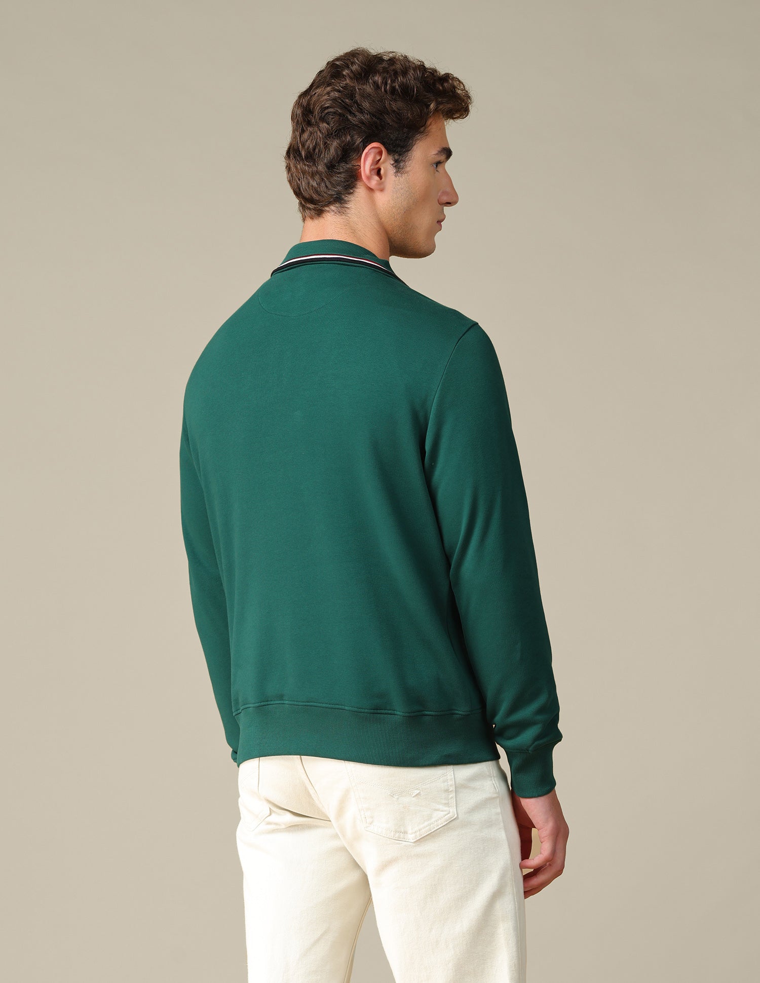Solid Zipper Sweatshirt Dark Green - U.S. Polo Assn. India | Large