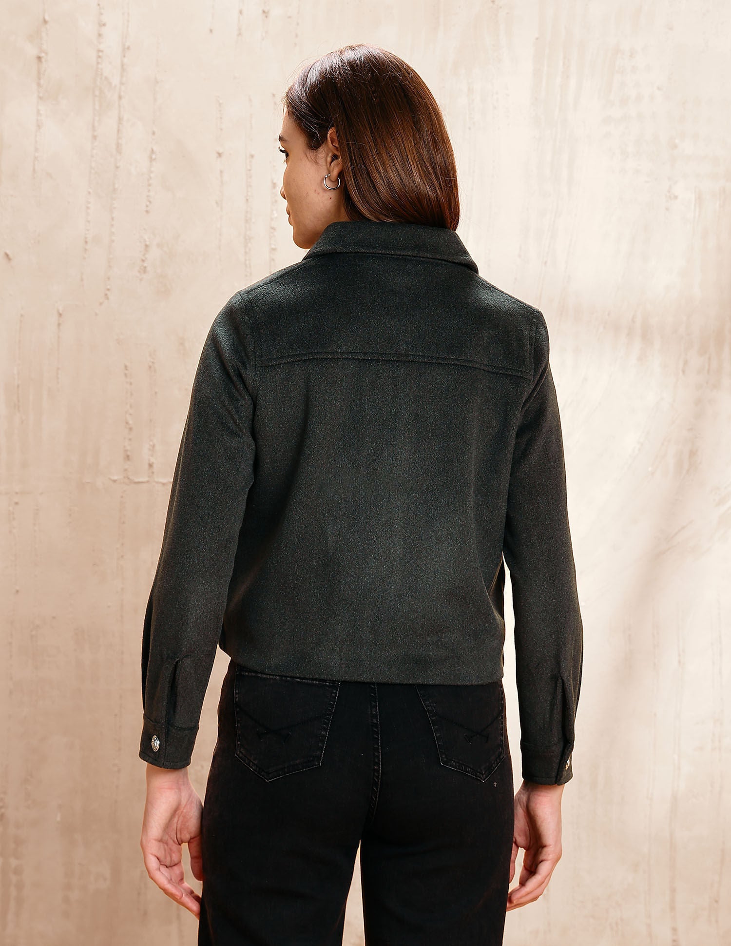 Textured Cropped Regular Fit Jacket Grey - U.S. POLO ASSN. | Large