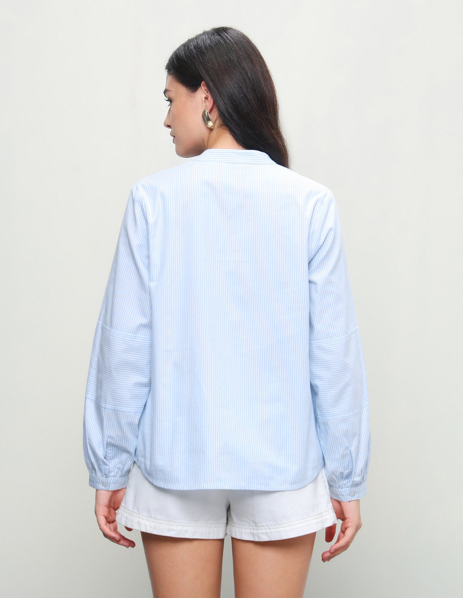 Vertical Striped Boxy Fit Shirt Light Blue - U.S. Polo Assn. India | Large