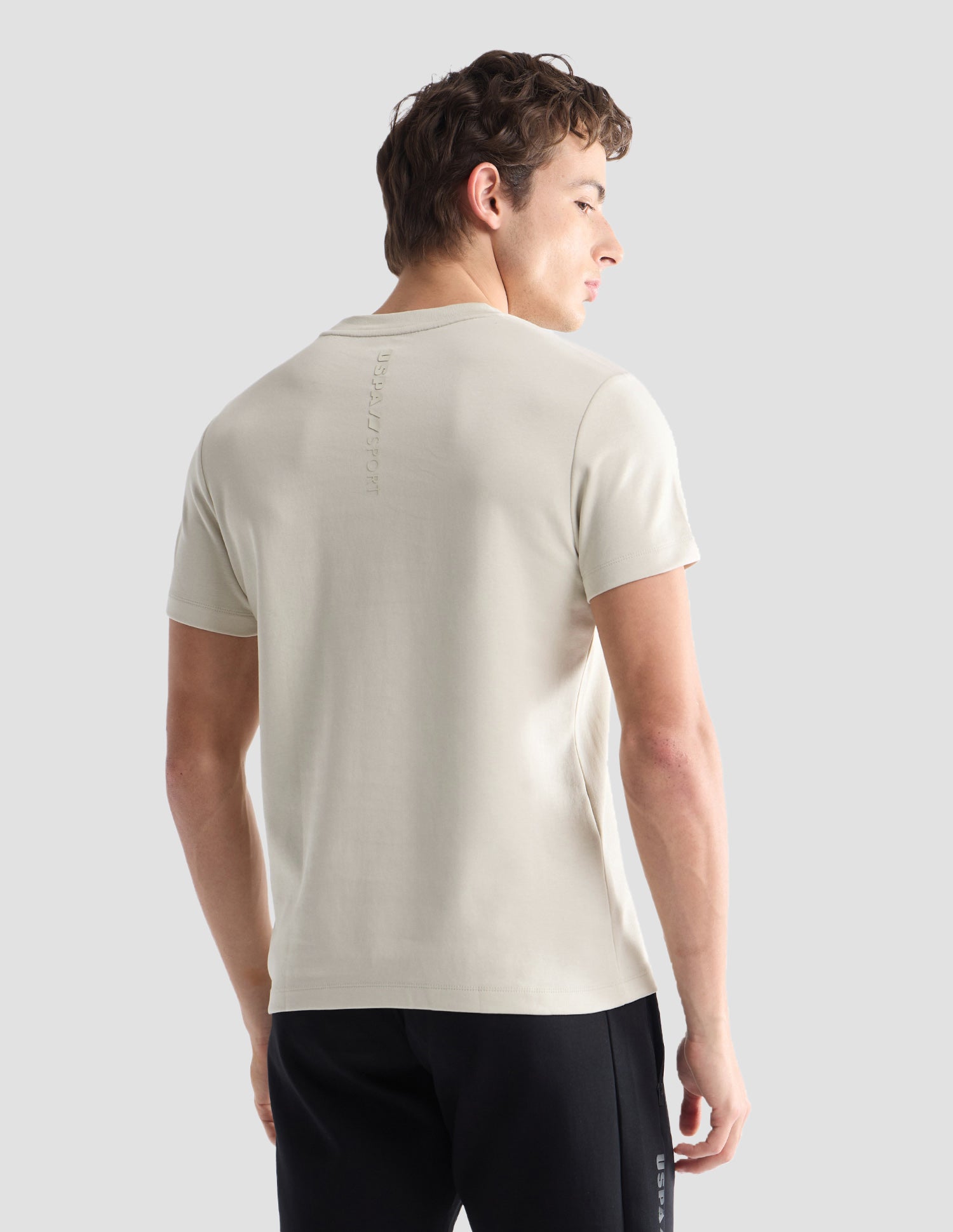 Solid Slim Fit Active T-Shirt Beige - U.S. Polo Assn. India | Large