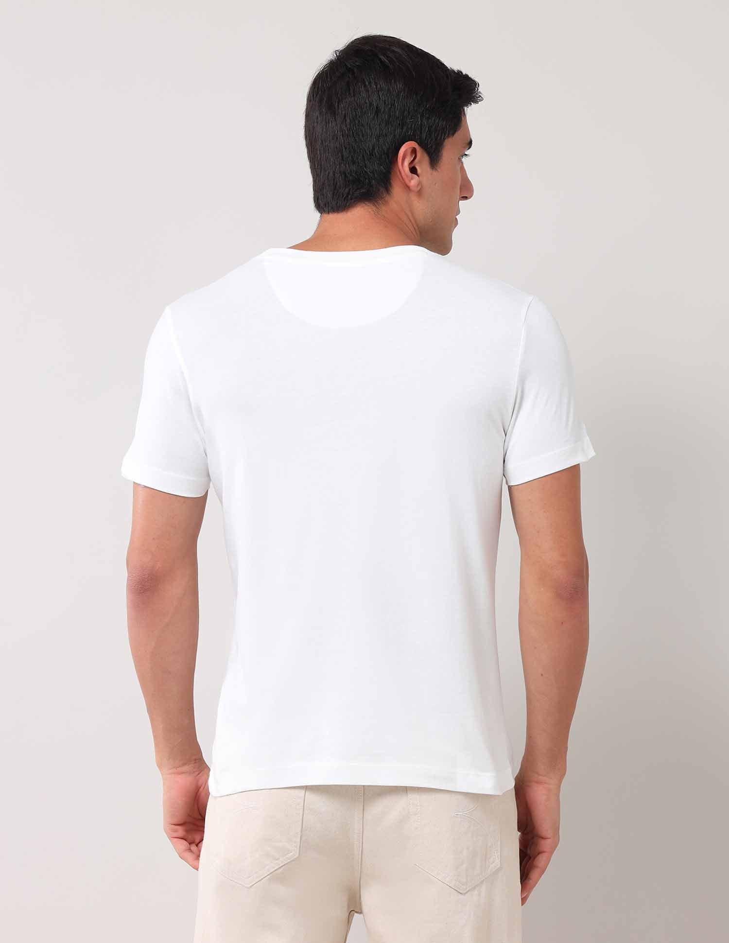 Brand Printed Muscle Fit T-Shirt Ivory - U.S. Polo Assn. India | Large