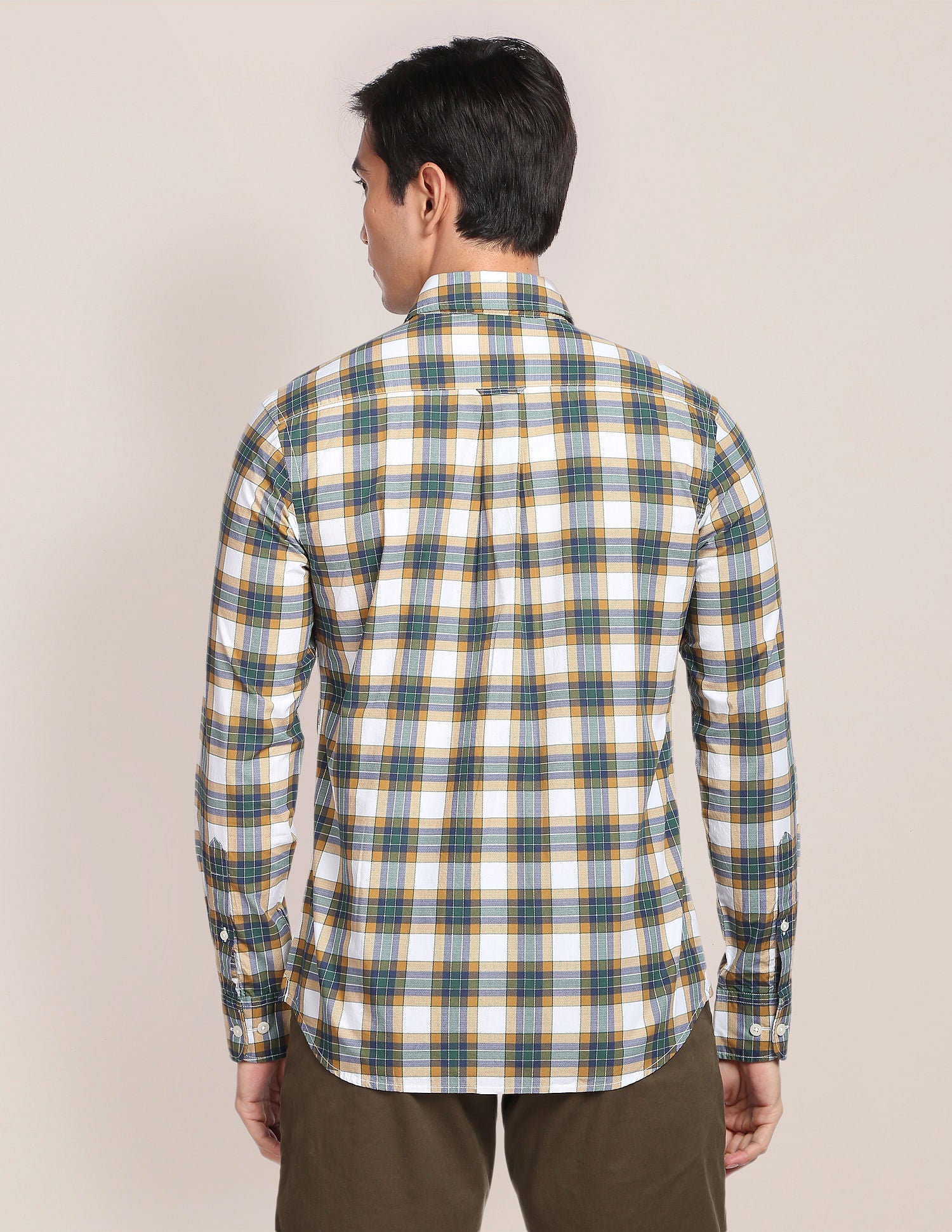 Tartan Check Cotton Casual Shirt Mustard, Green and Navy - U.S. Polo Assn. India | Large