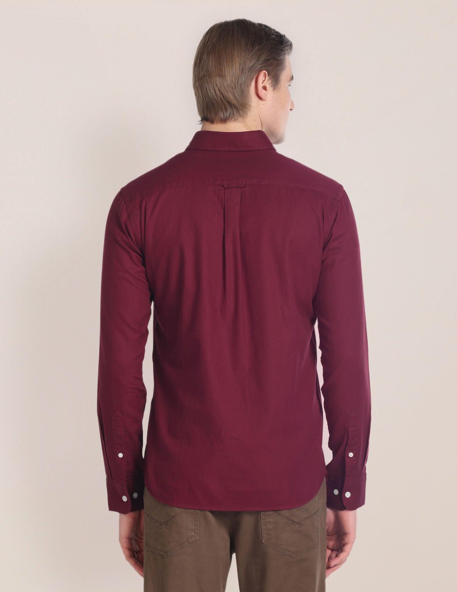 Solid Cotton Casual Shirt Maroon - U.S. Polo Assn. India | Large