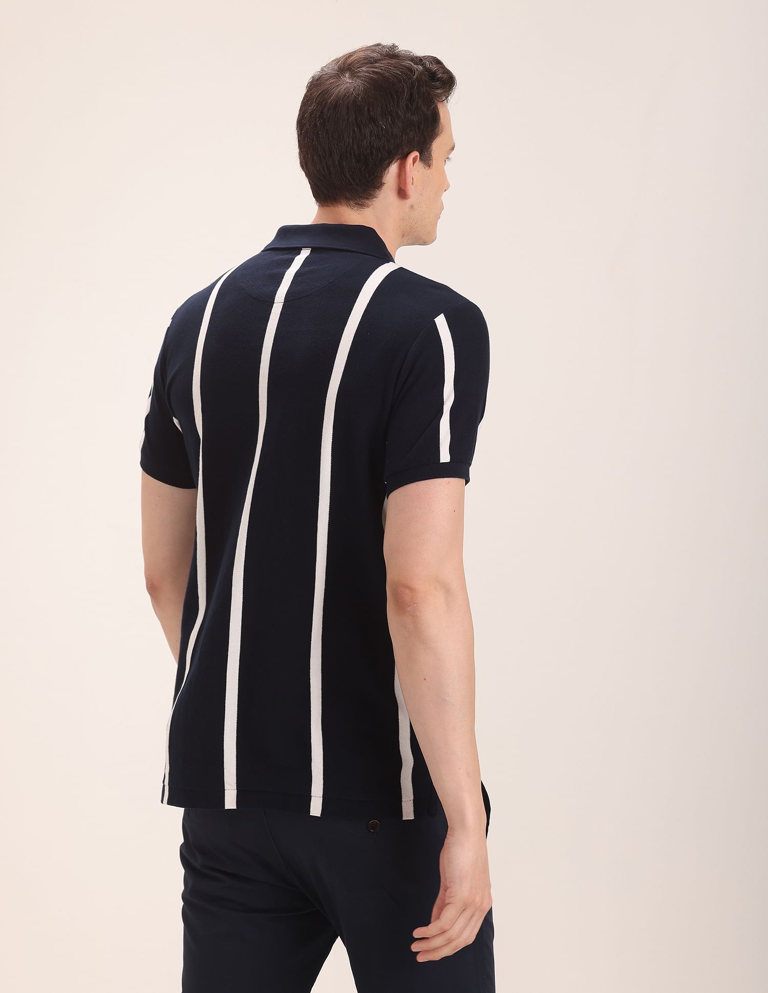 Crest Embroidered Striped Polo Shirt Navy - U.S. Polo Assn. India | Large