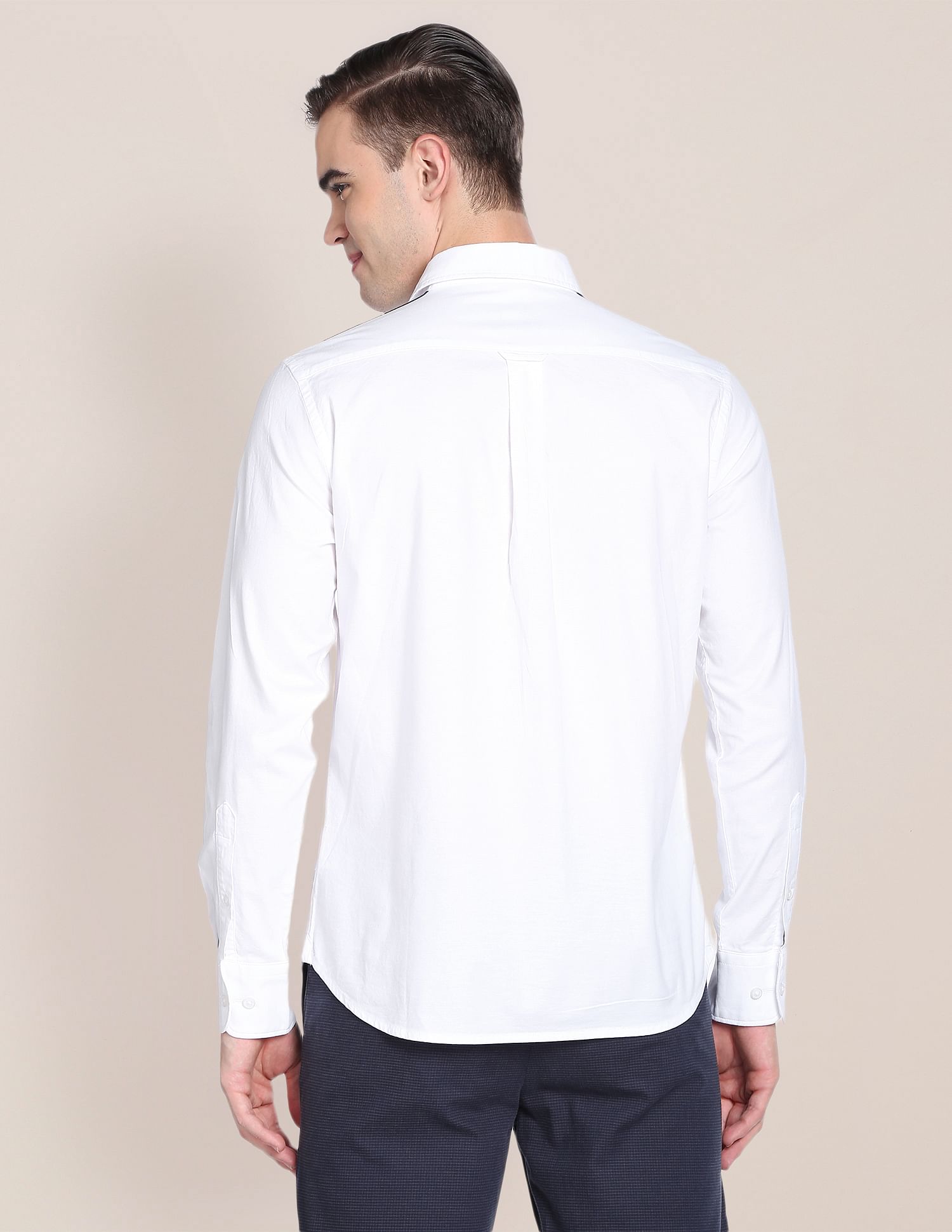 Oxford Stretch Solid Shirt White - U.S. Polo Assn. India | Large