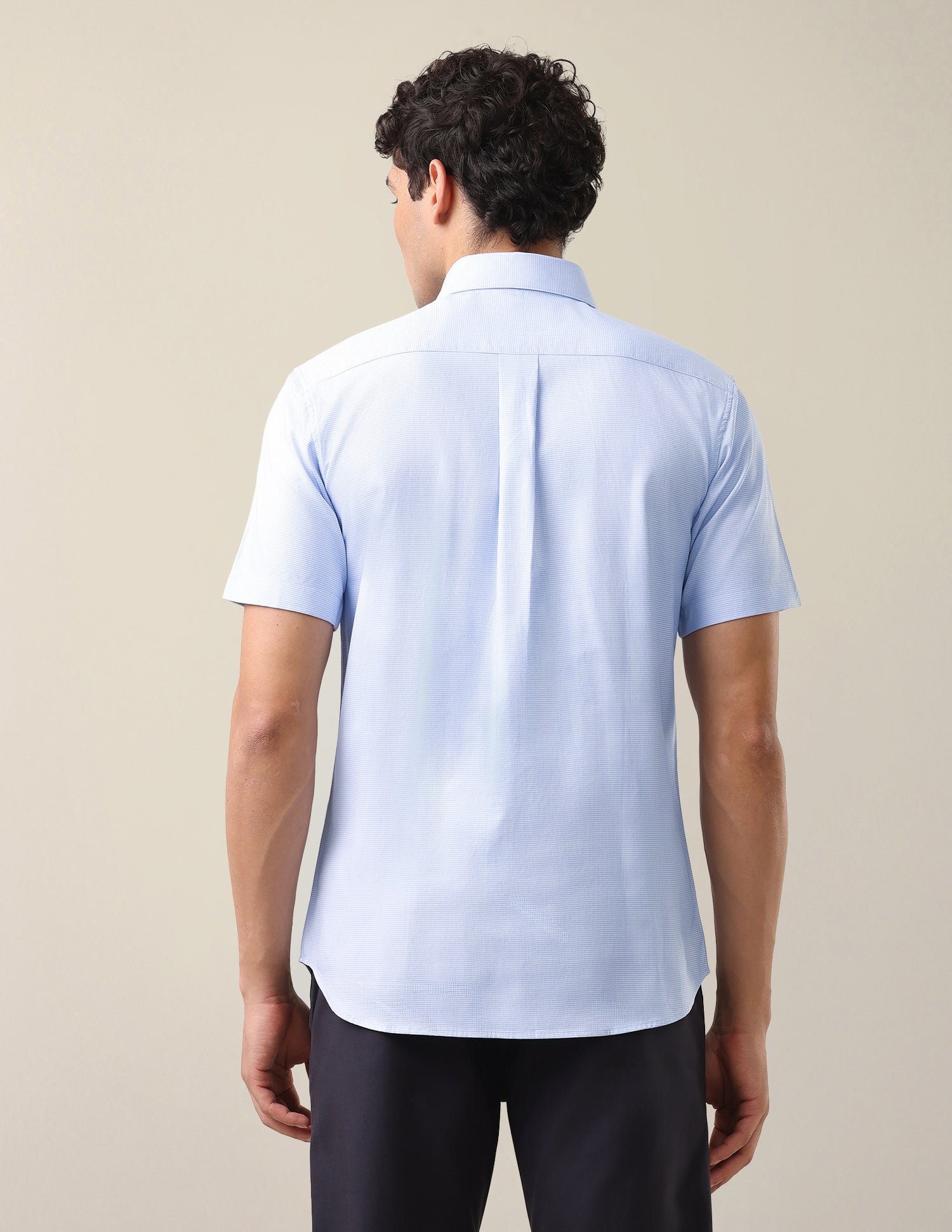 Textured Tailored Fit Shirt Light Blue - U.S. Polo Assn. India | Large