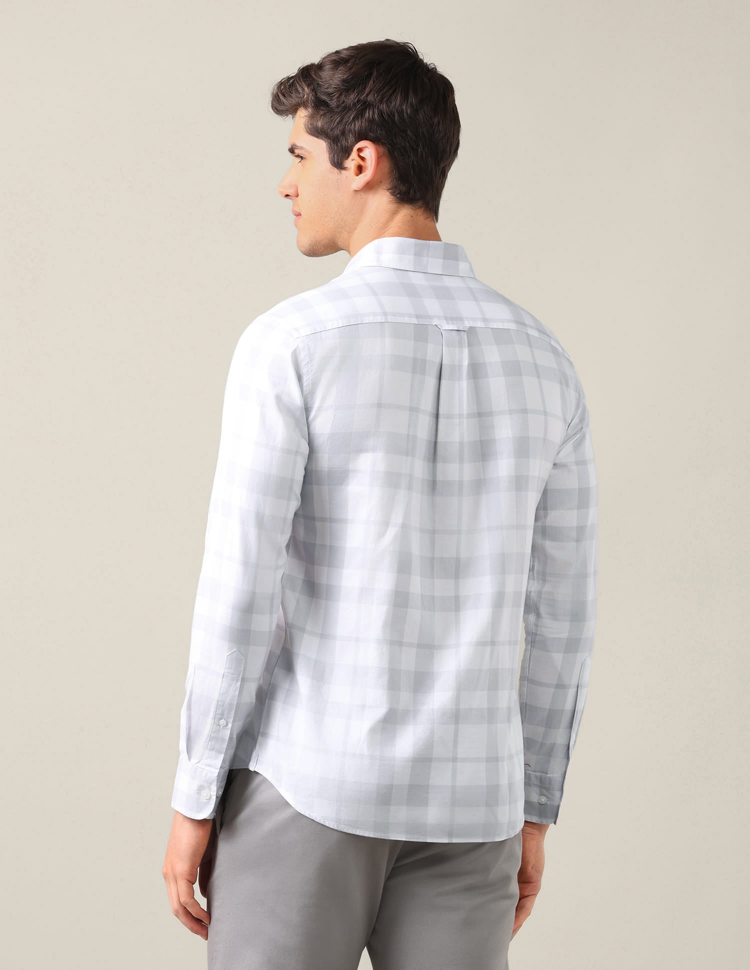 Grid Tattersall Checked Tailored Fit Shirt Grey - U.S. Polo Assn. India | Large