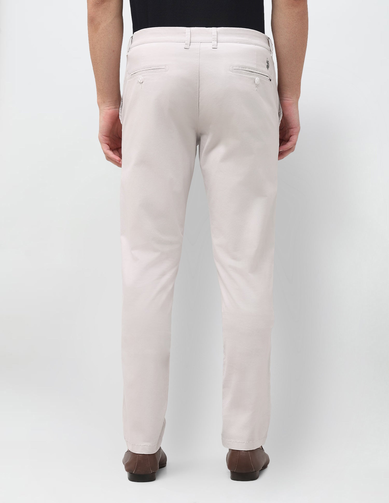 Denver Slim Fit Satin Trousers LightGrey - U.S. Polo Assn. India | Large