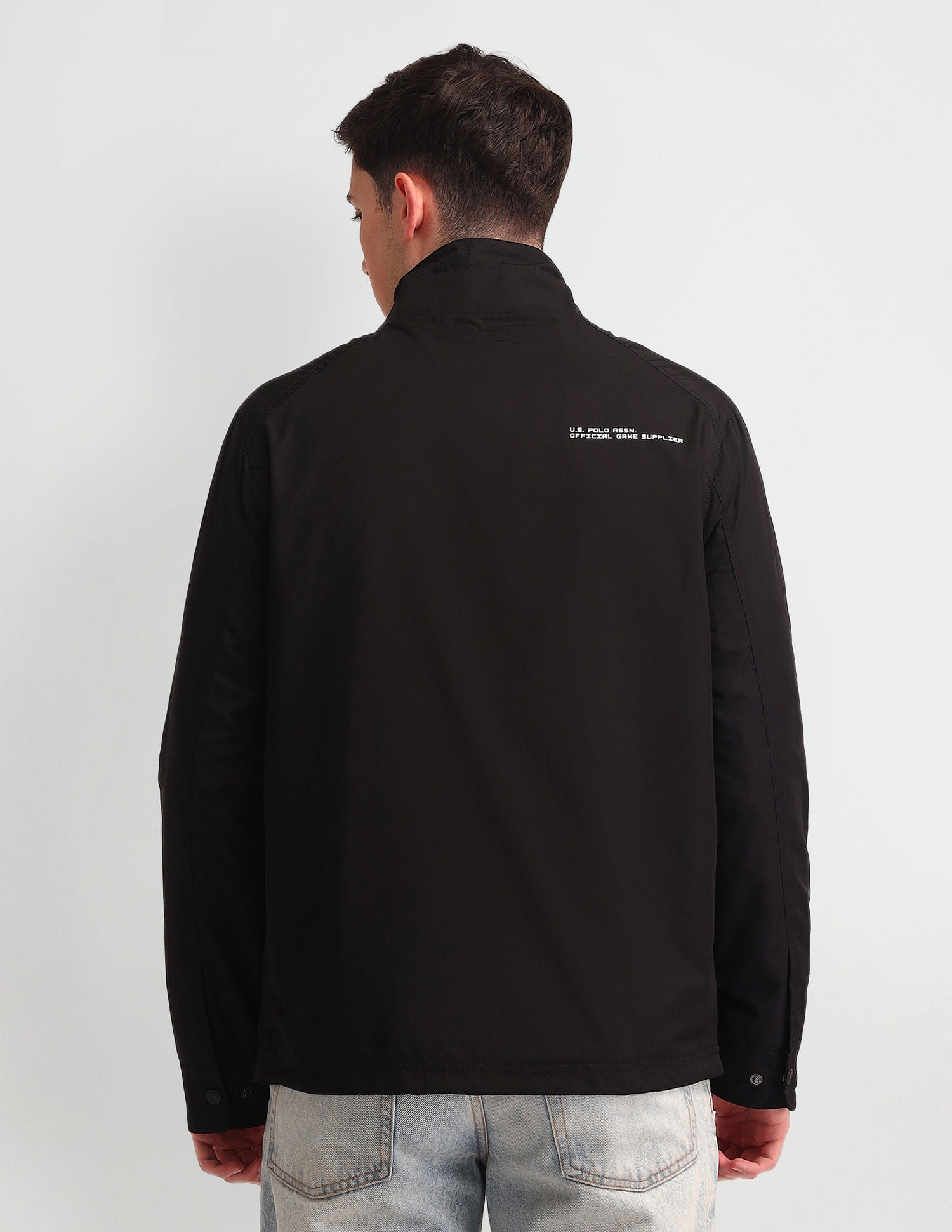 Regular Fit Solid Casual Jacket Black - U.S. Polo Assn. India | Large