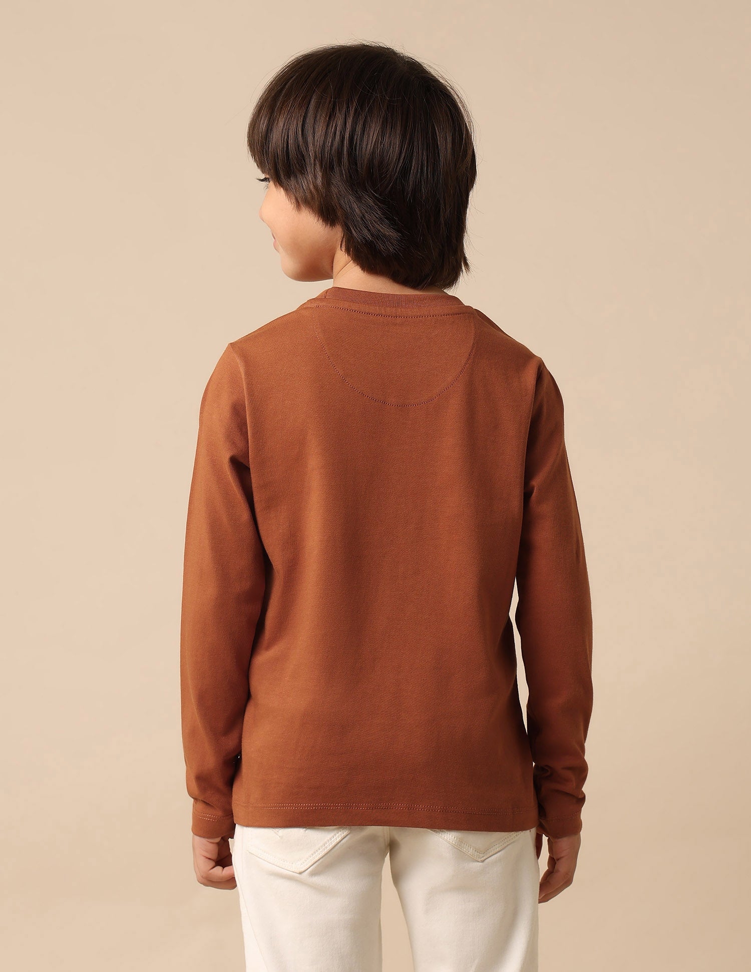 Boys Graphic Brand Printed Regular Fit T Shirt Dark Brown - U.S. POLO ASSN. | Large