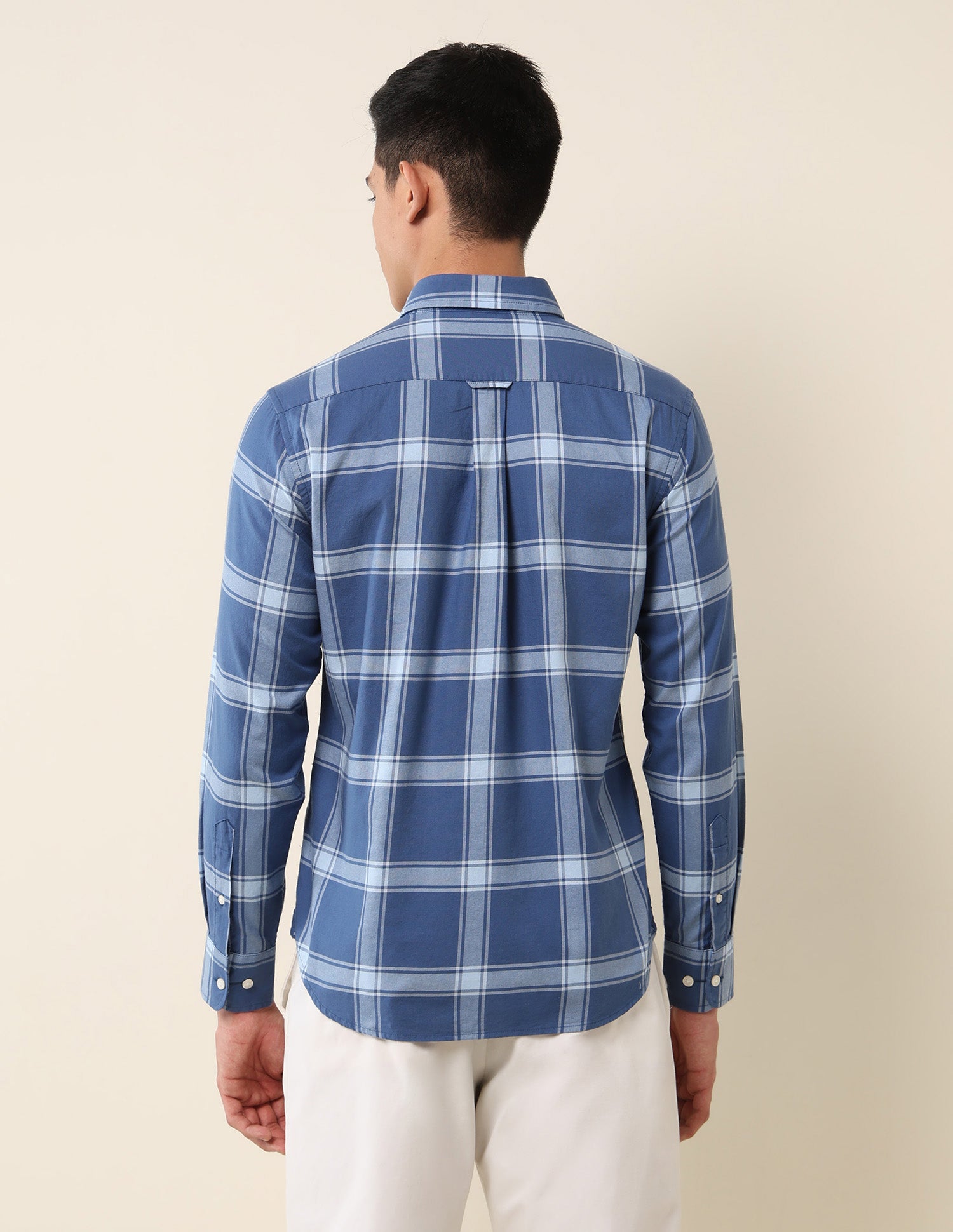 Grid Tattersall Checked Pure Cotton Shirt Blue - U.S. Polo Assn. India | Large
