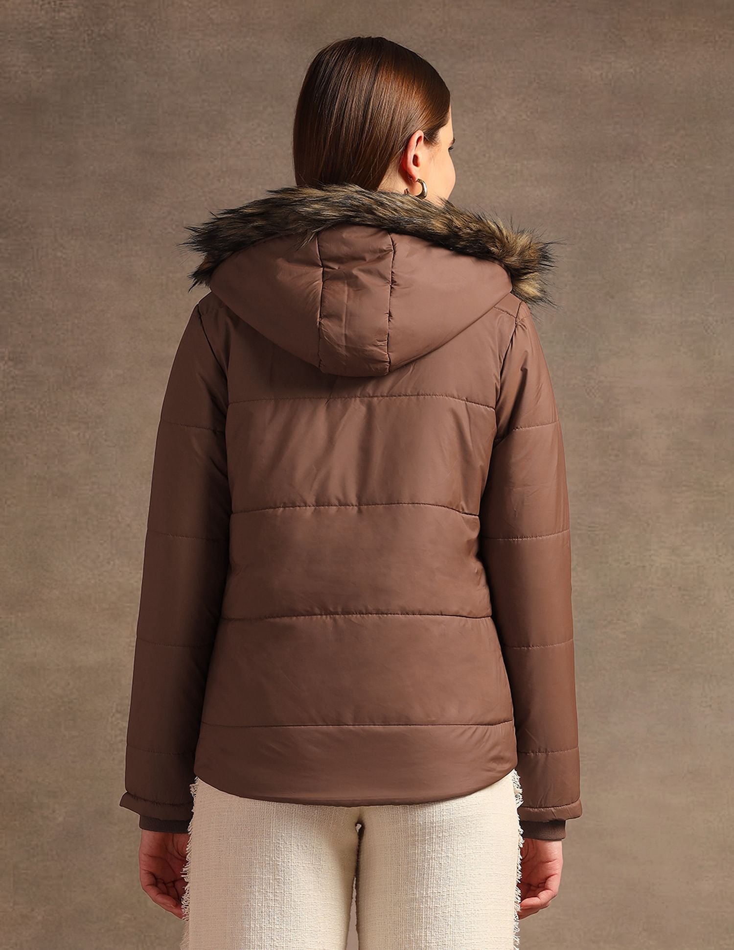 Hooded Solid Padded Jacket Brown - U.S. POLO ASSN. | Large