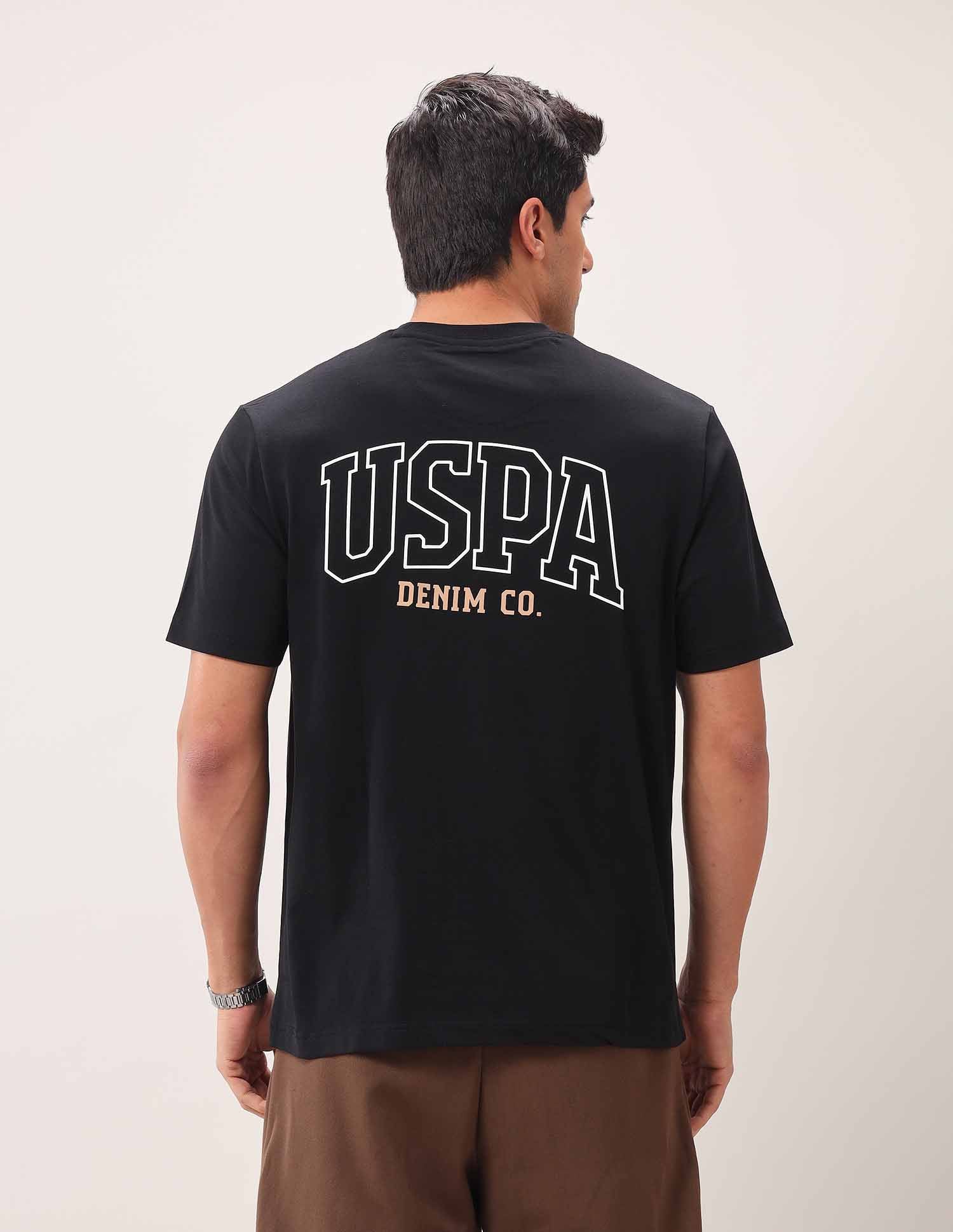 Brand Printed Oversized Fit T-Shirt Black - U.S. Polo Assn. India | Large