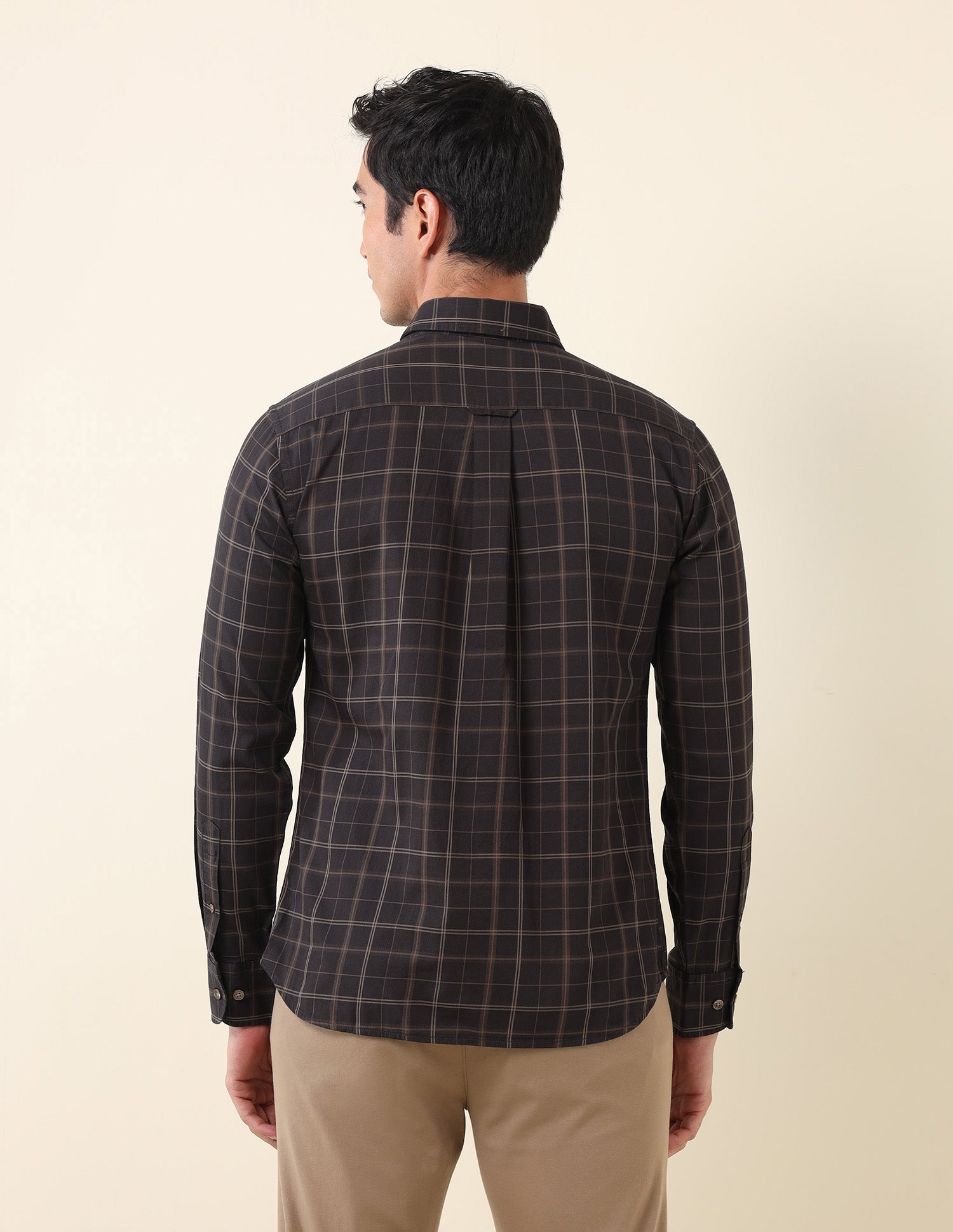 Grid Tattersall Checked Tailored Fit Shirt Dark Brown - U.S. Polo Assn. India | Large