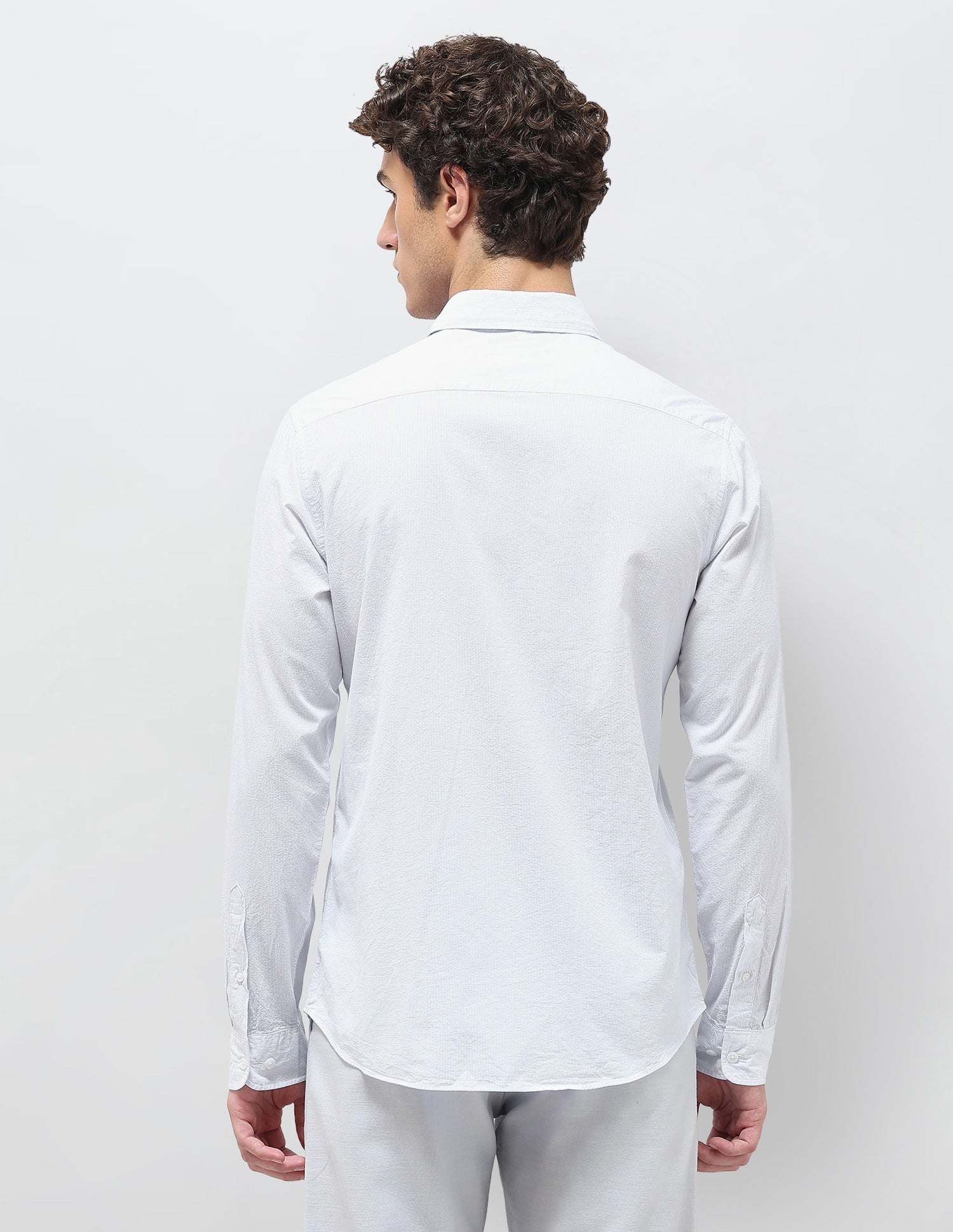 Pinstriped Seersucker Shirt Light Blue - U.S. Polo Assn. India | Large