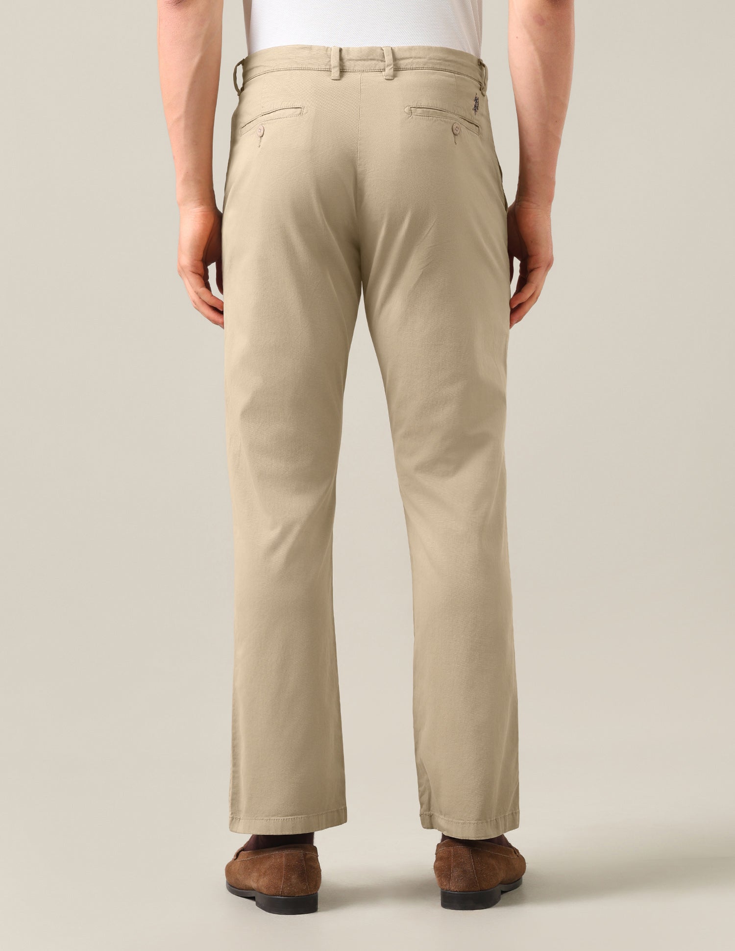 Riley Straight Fit Twill Trousers Khaki - U.S. Polo Assn. India | Large