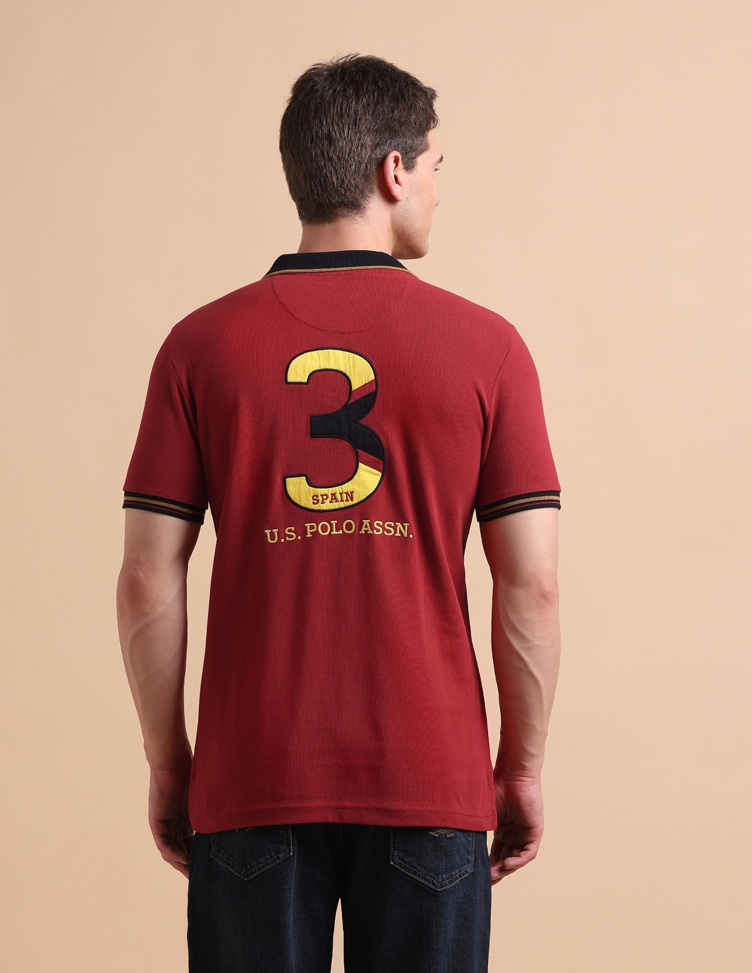 Slim Fit Iconic Number Polo Shirt Maroon - U.S. POLO ASSN. | Large