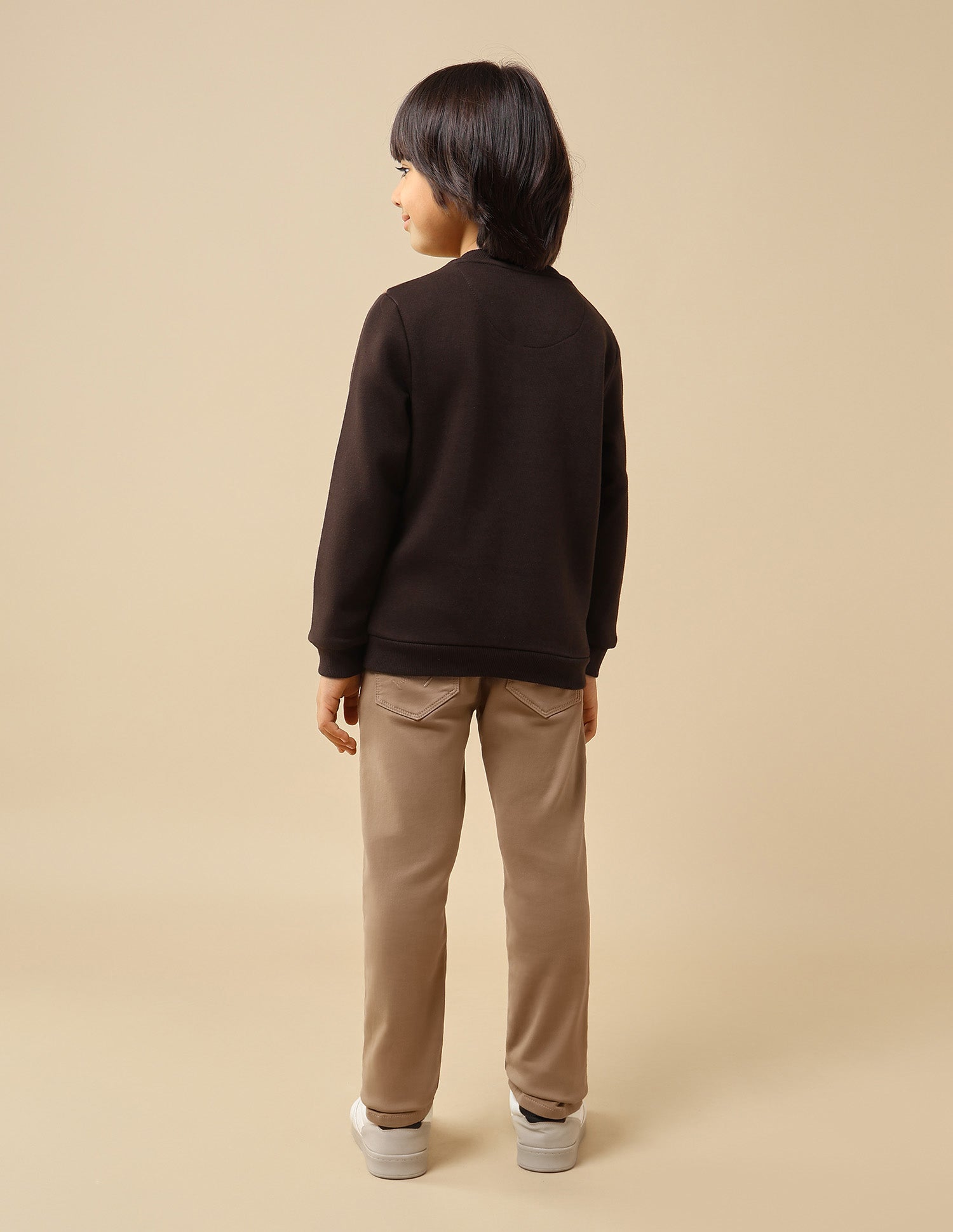 Boys Solid Regular Fit Sweatshirt Dark Brown - U.S. POLO ASSN. | Large