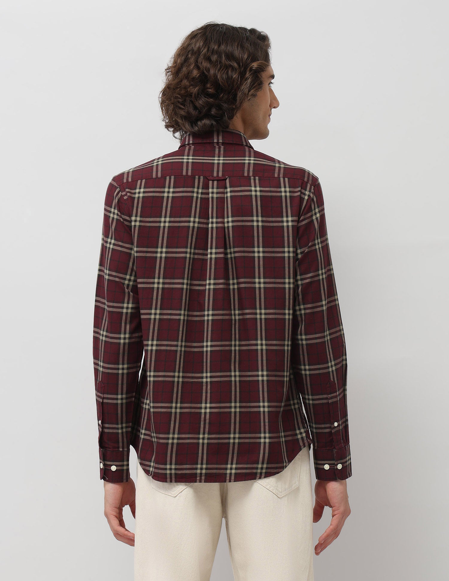 Grid Tattersall Checked Tailored Fit Shirt Burgundy - U.S. POLO ASSN. | Large