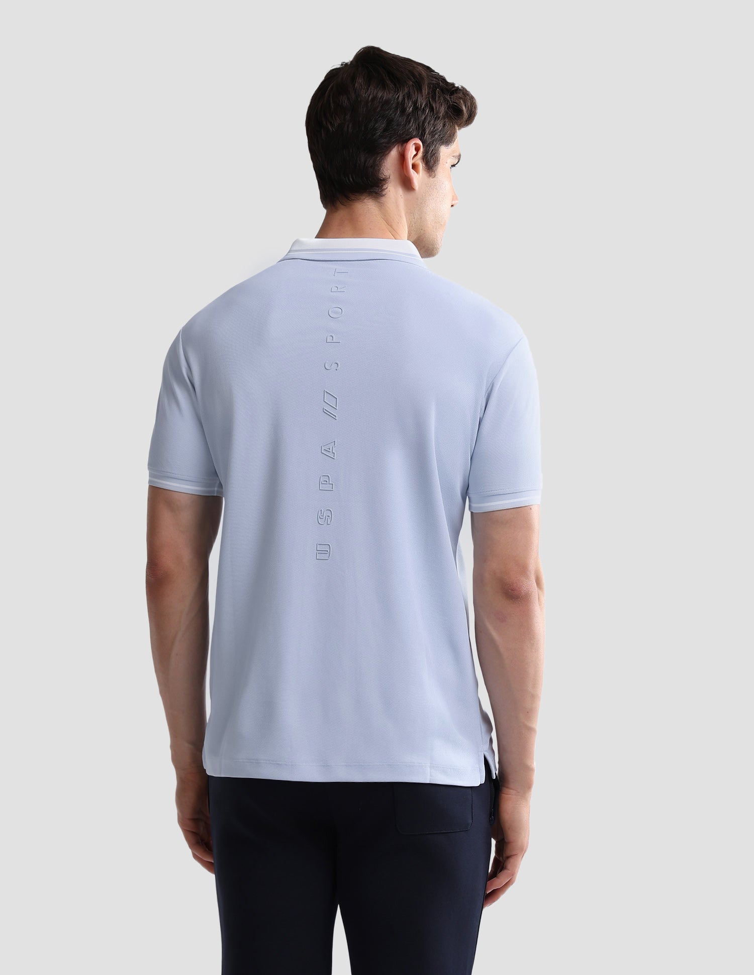 Solid Slim Fit Active Polo Shirt Light Blue - U.S. Polo Assn. India | Large