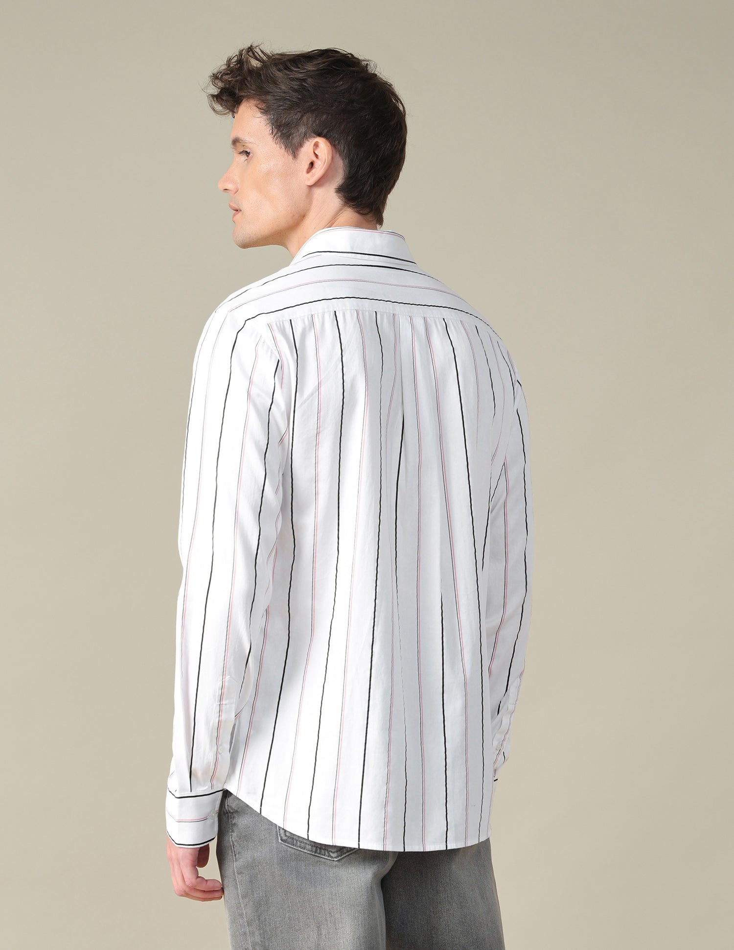 Vertical Striped Satin Shirt Pink - U.S. Polo Assn. India | Large