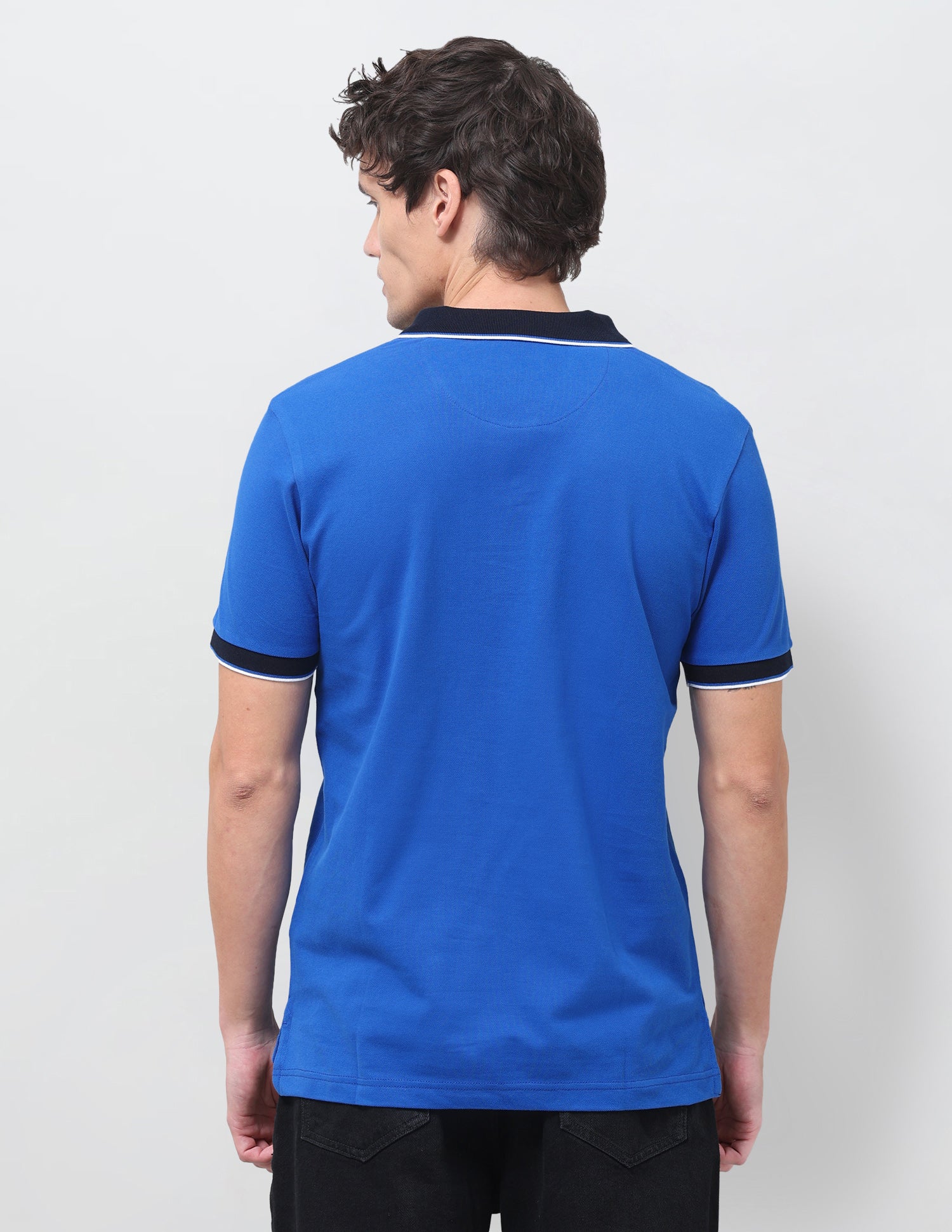 Solid Slim Fit Polo Shirt Blue - U.S. Polo Assn. India | Large