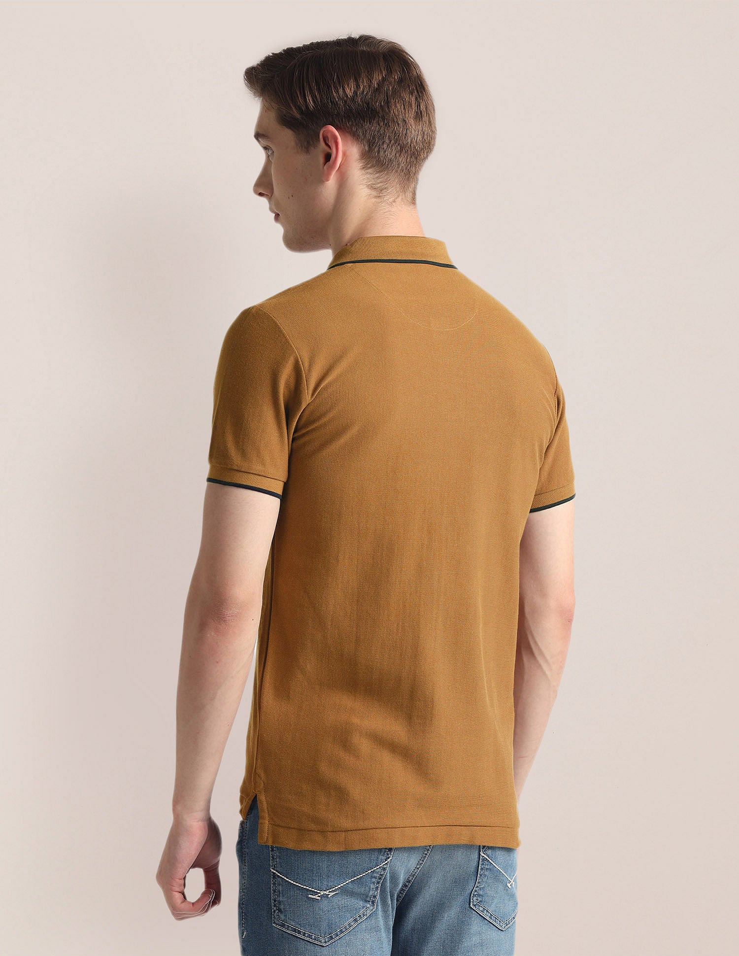 Vertical Stripe Pique Polo Shirt Brown - U.S. Polo Assn. India | Large