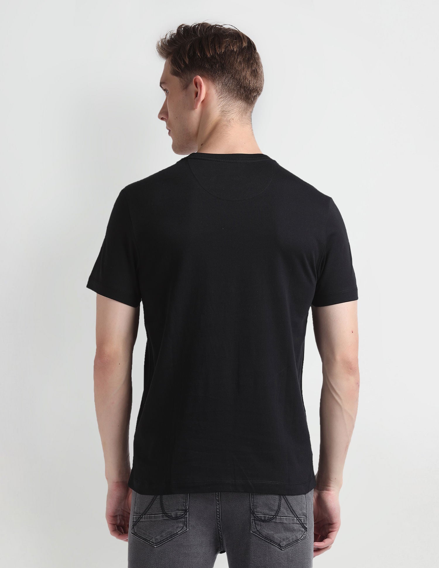 Brand Print Cotton T-Shirt Black - U.S. Polo Assn. India | Large