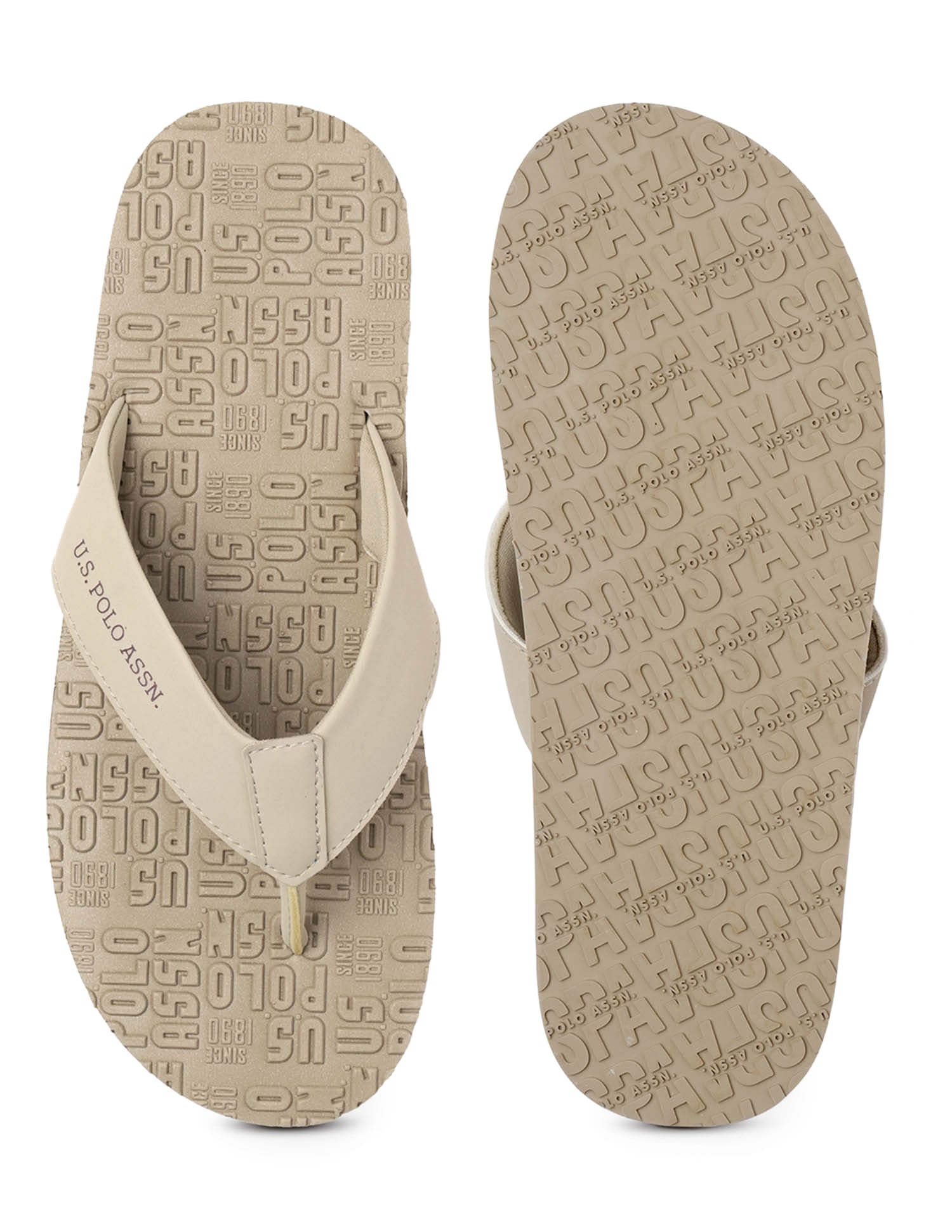 Rodri 2.0 Brand Embossed Flip Flops Beige - U.S. Polo Assn. India | Large