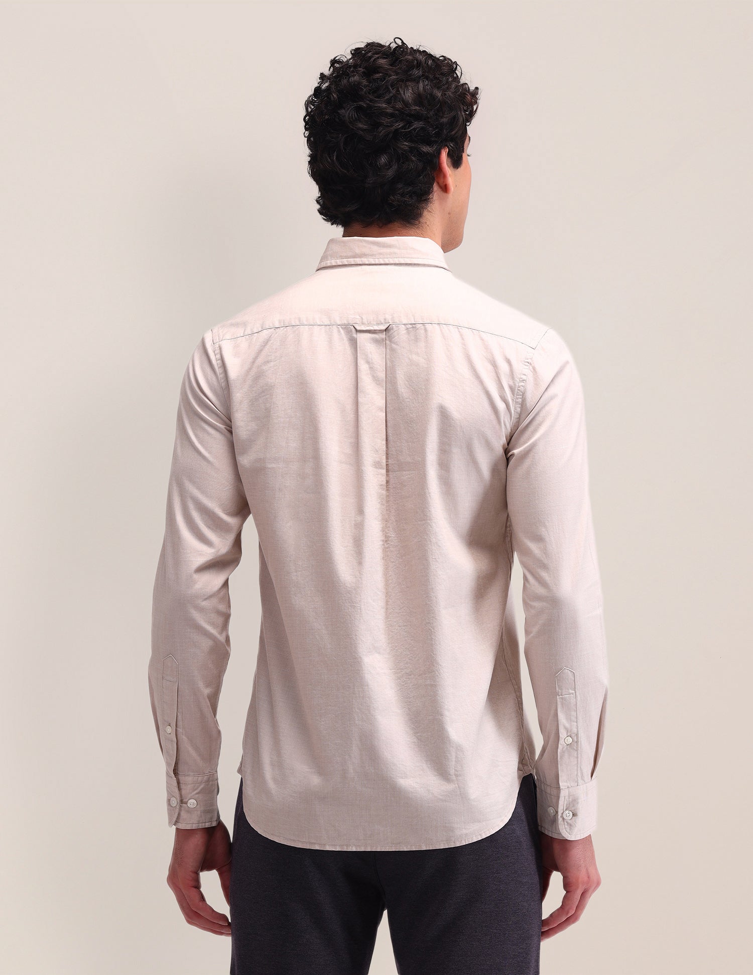 Textured Pattern Poplin Shirt Light Pink - U.S. Polo Assn. India | Large