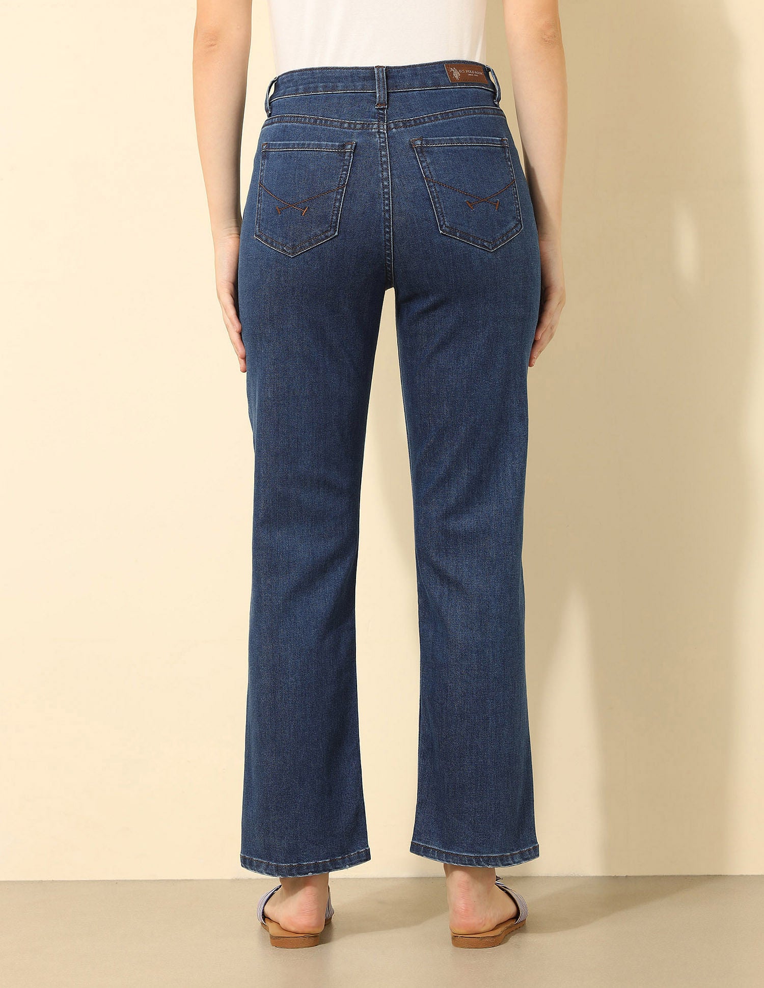 High Rise Straight Fit Jeans Dark Blue - U.S. Polo Assn. India | Large