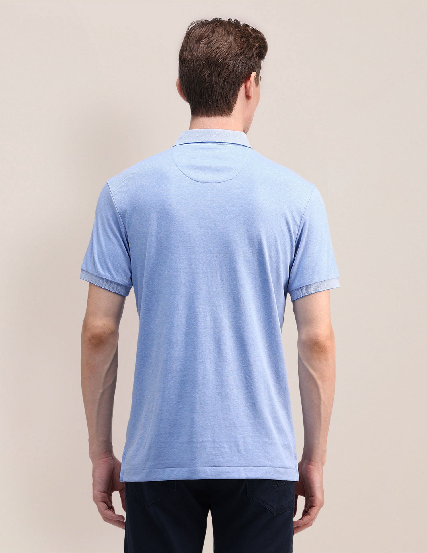 Slim Fit Solid Polo Shirt Light Blue - U.S. Polo Assn. India | Large