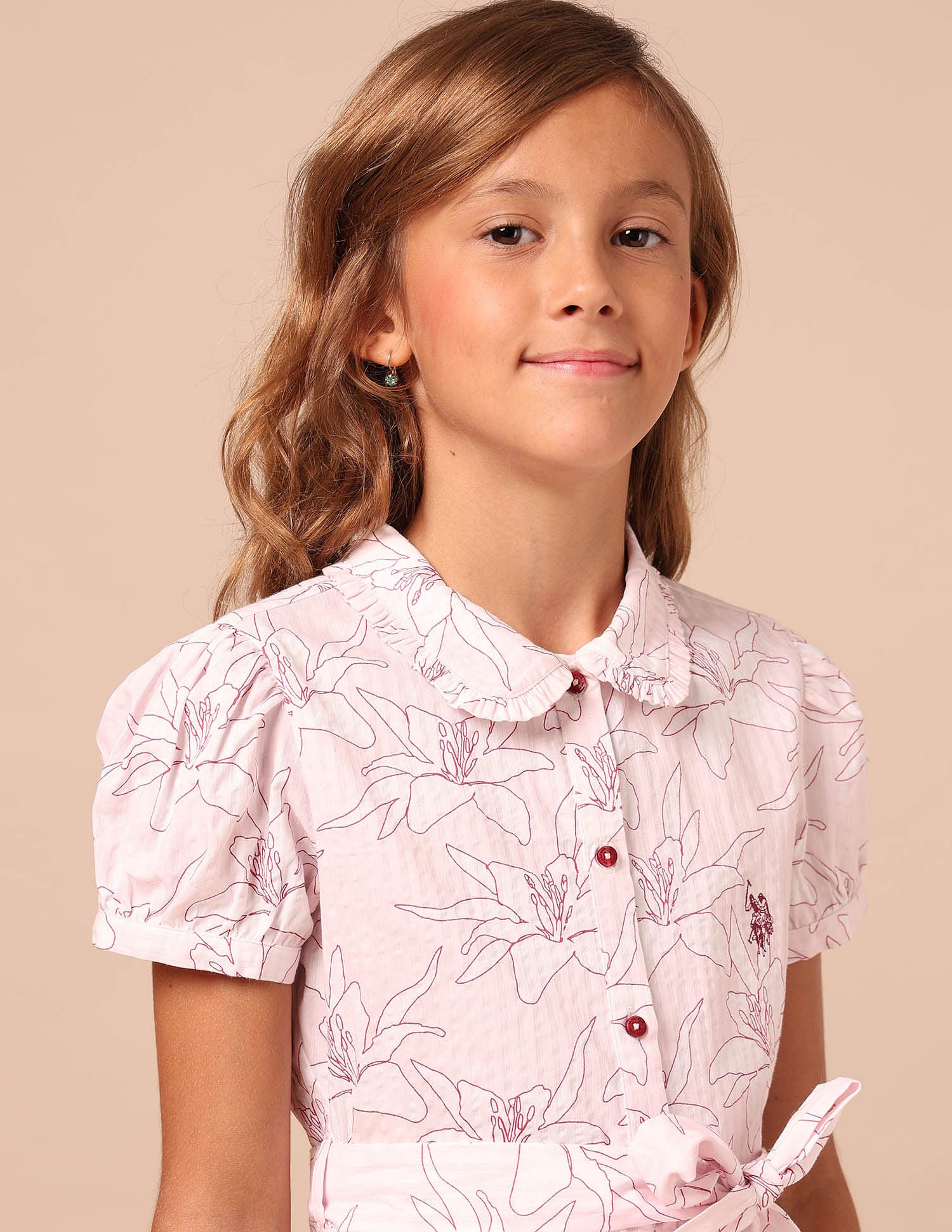 Girls Floral Printed Fit & Flare Dress Pink - U.S. POLO ASSN. | Large