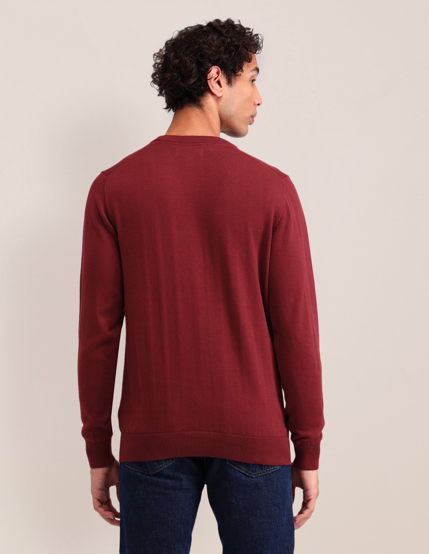 Brand Printed Regular Fit Sweater Dark Red - U.S. Polo Assn. India | Large