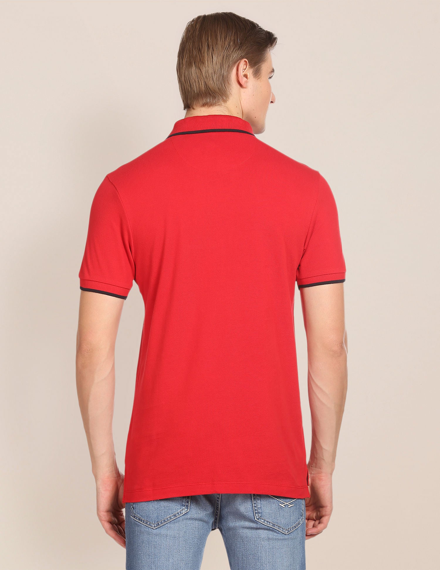 Tipped Collar Slim Fit Polo Shirt Red - U.S. Polo Assn. India | Large