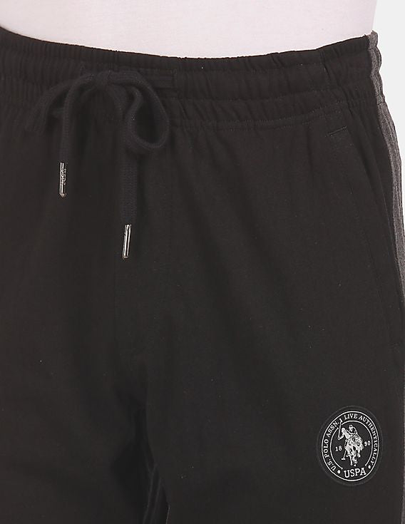 Men Black I669 Comfort Fit Solid Cotton Polyester Lounge Pants - Pack Of 1 Black - U.S. POLO ASSN. | Large