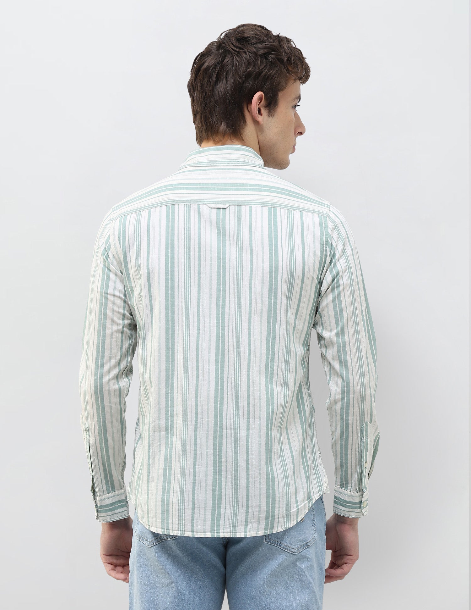 Vertical Striped Regular Fit Shirt Green - U.S. Polo Assn. India | Large